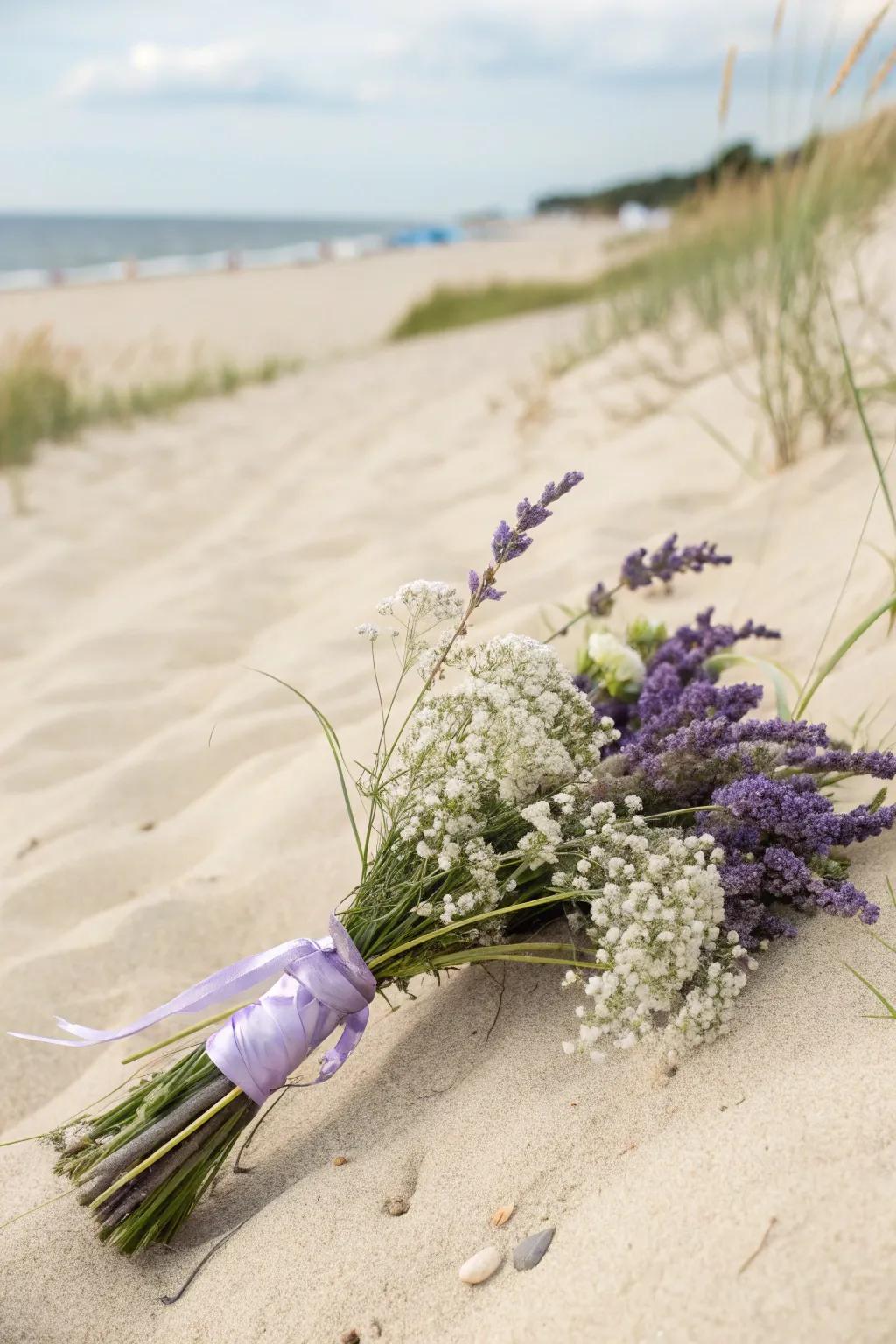 A gentle, whimsical posy for a fairy-tale seaside setting.