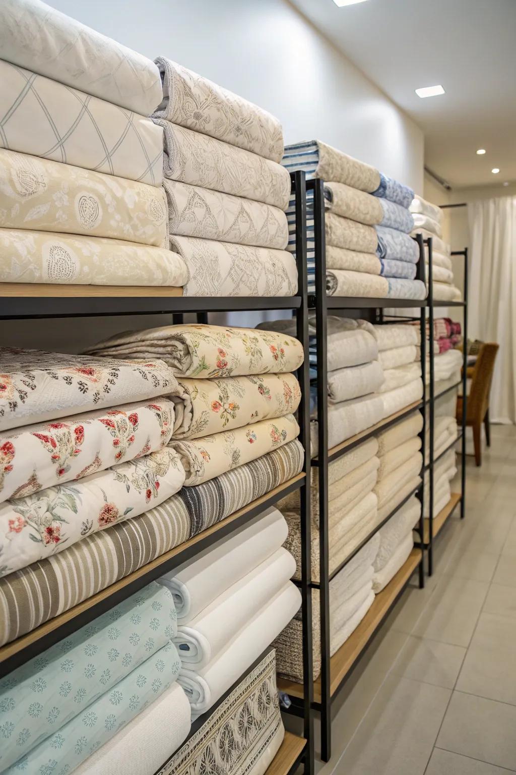 Wall-mounted racks provide space-saving storage.
