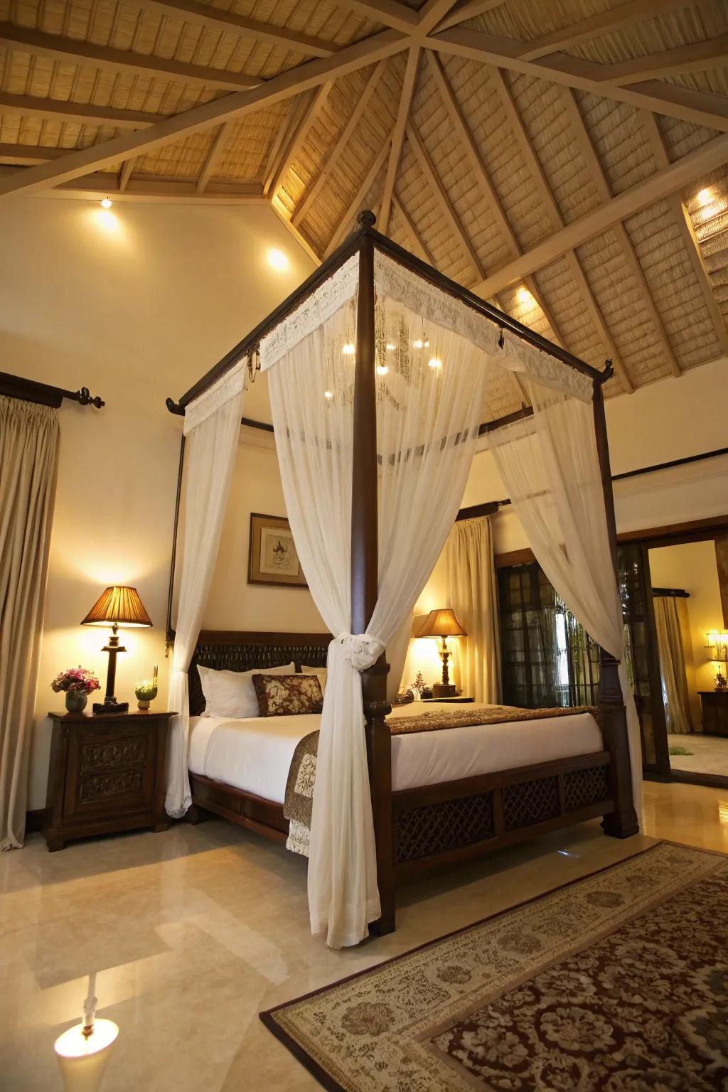 Lofted lids and towering beds fashion spectacular focal points.
