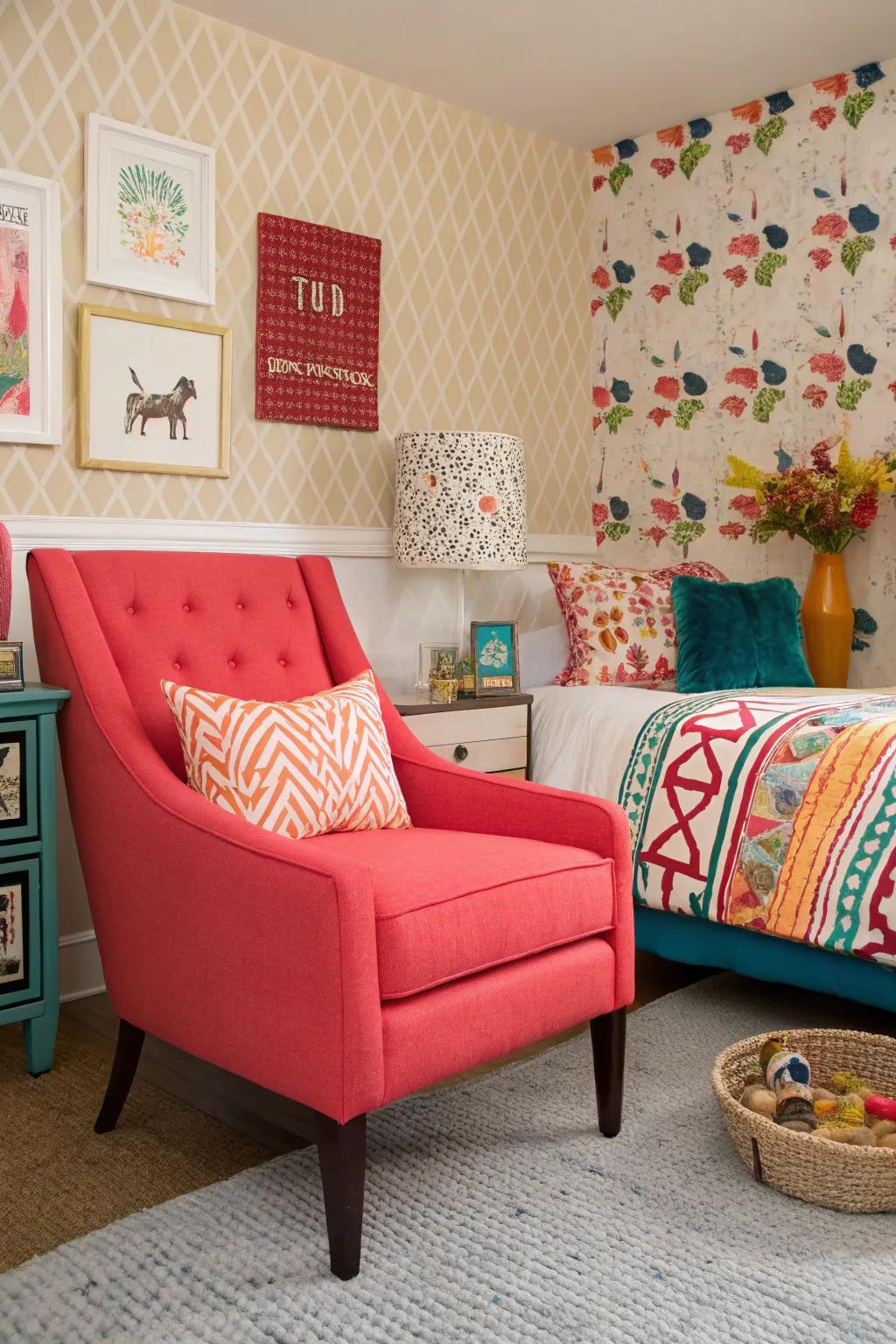 Highlight chairs bring striking colors and unique patterns to life.