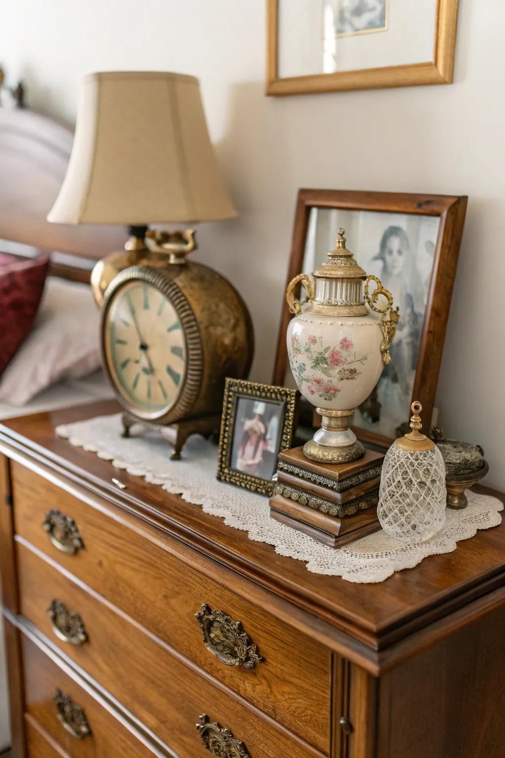 Vintage finds bring charm and personal history.