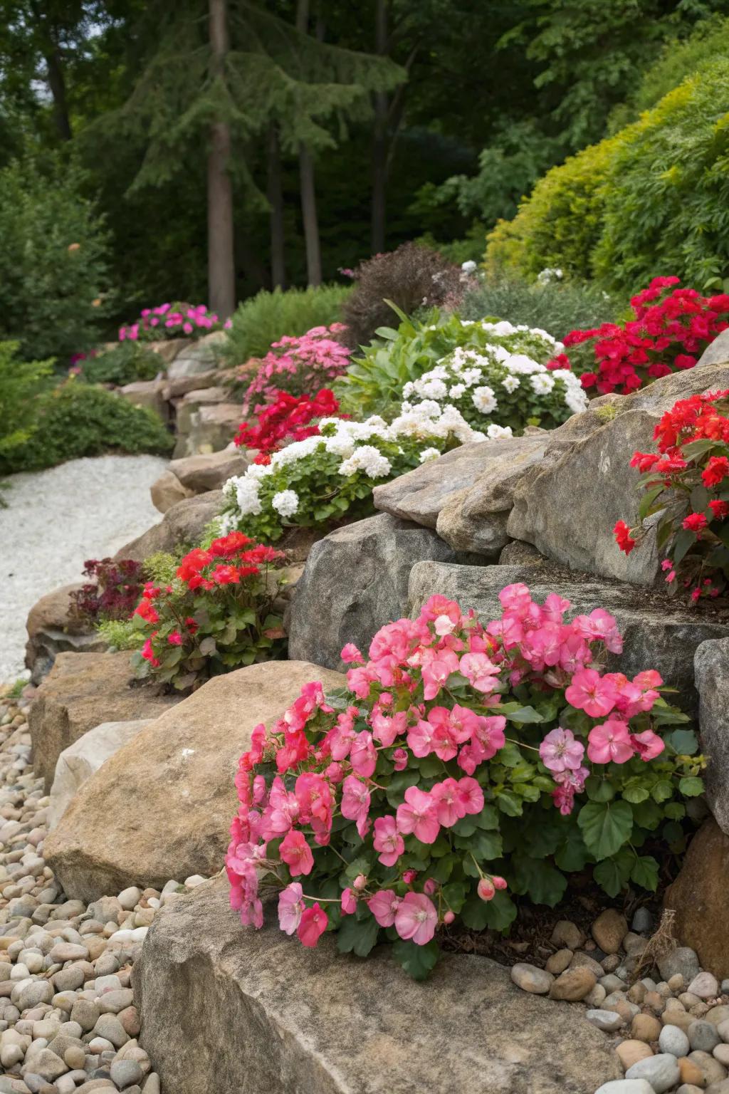 Blossomhearts add bright color to rock gardens.