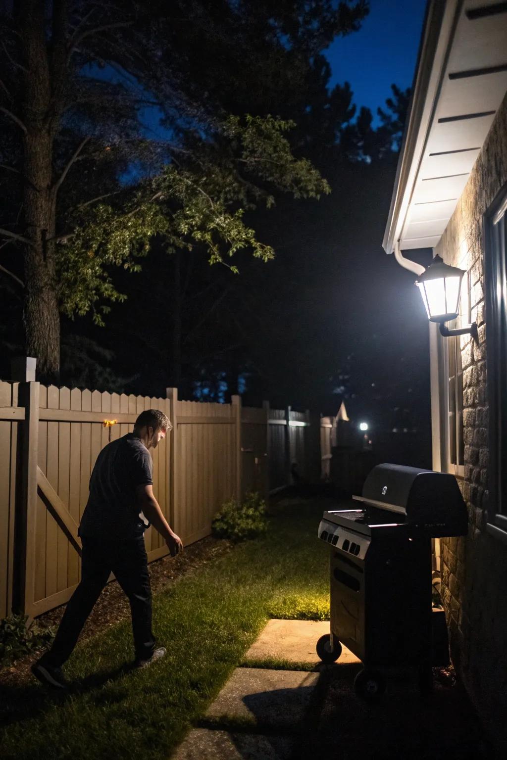 Motion sensor lamps offer convenience and security for grilling.