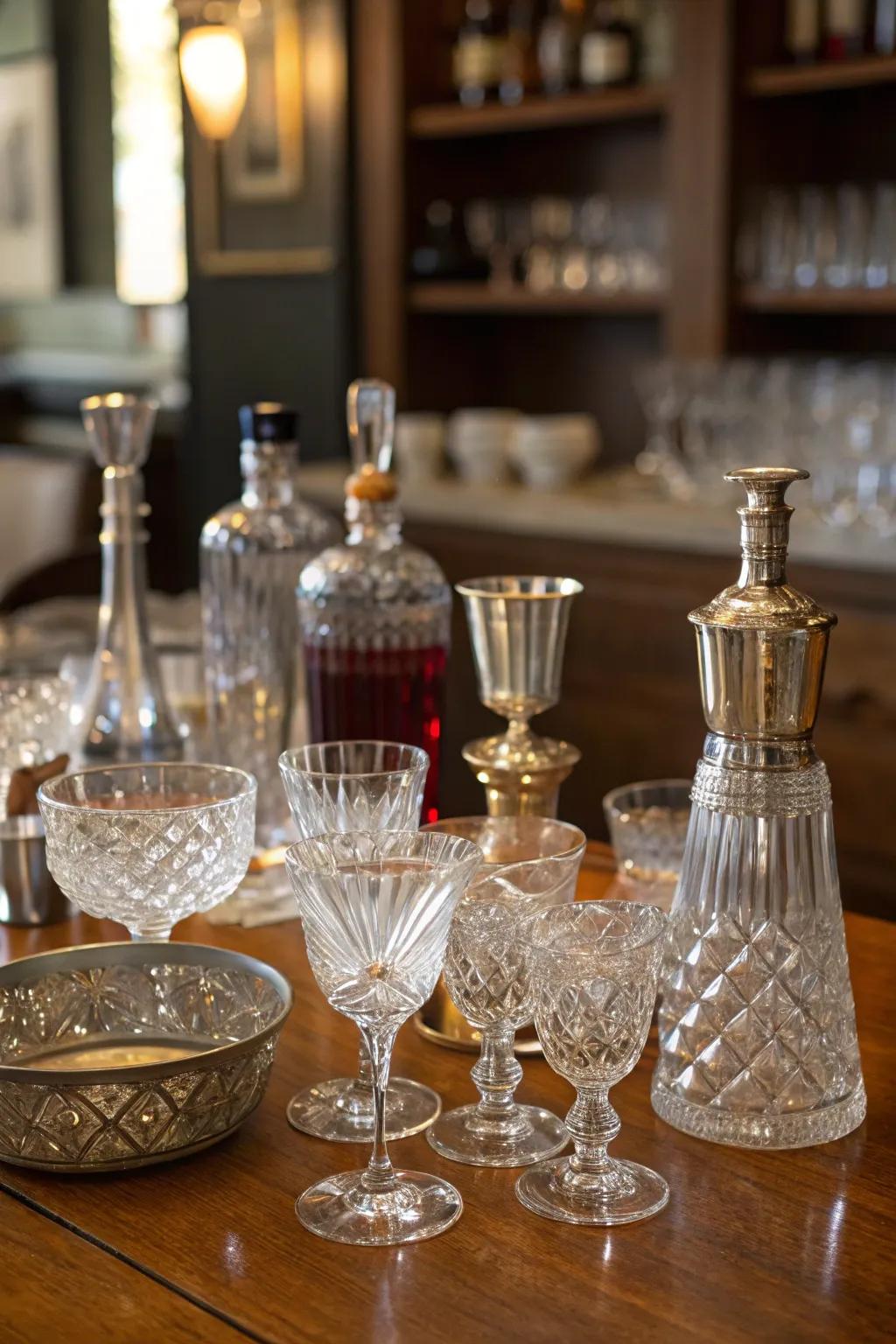 Classic glassware enhancing elegance and charm