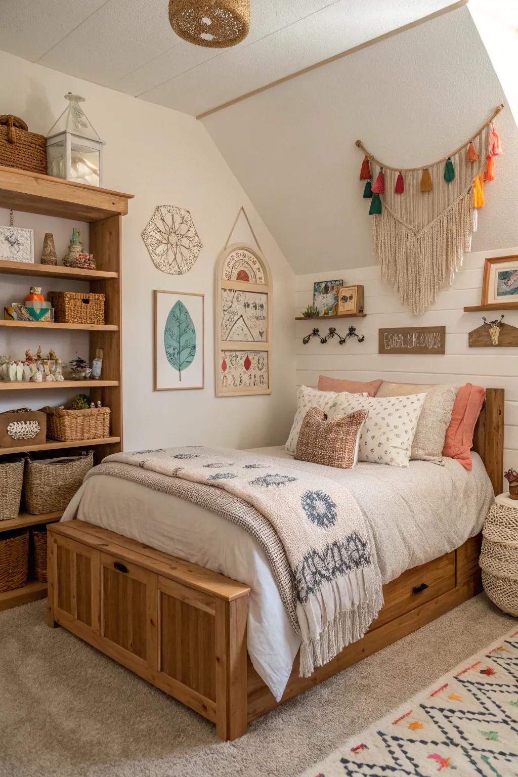 Handmade decorations contribute an artisan flair and character.