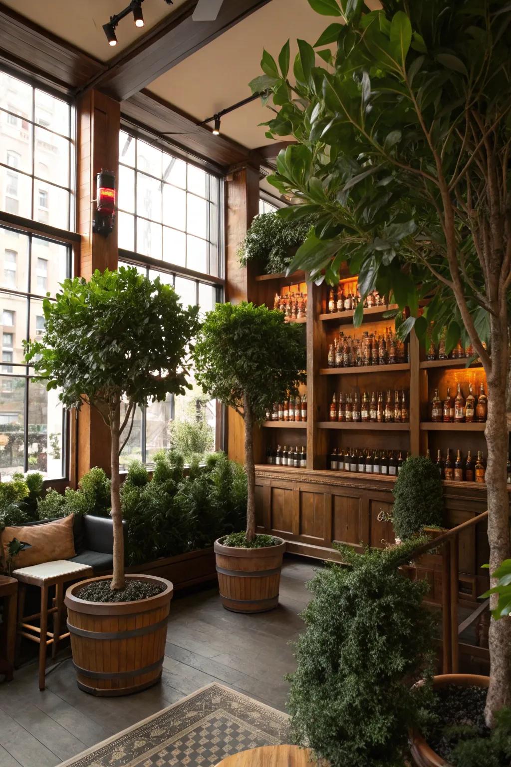 Flora adds a refreshing touch of nature to the chamber.