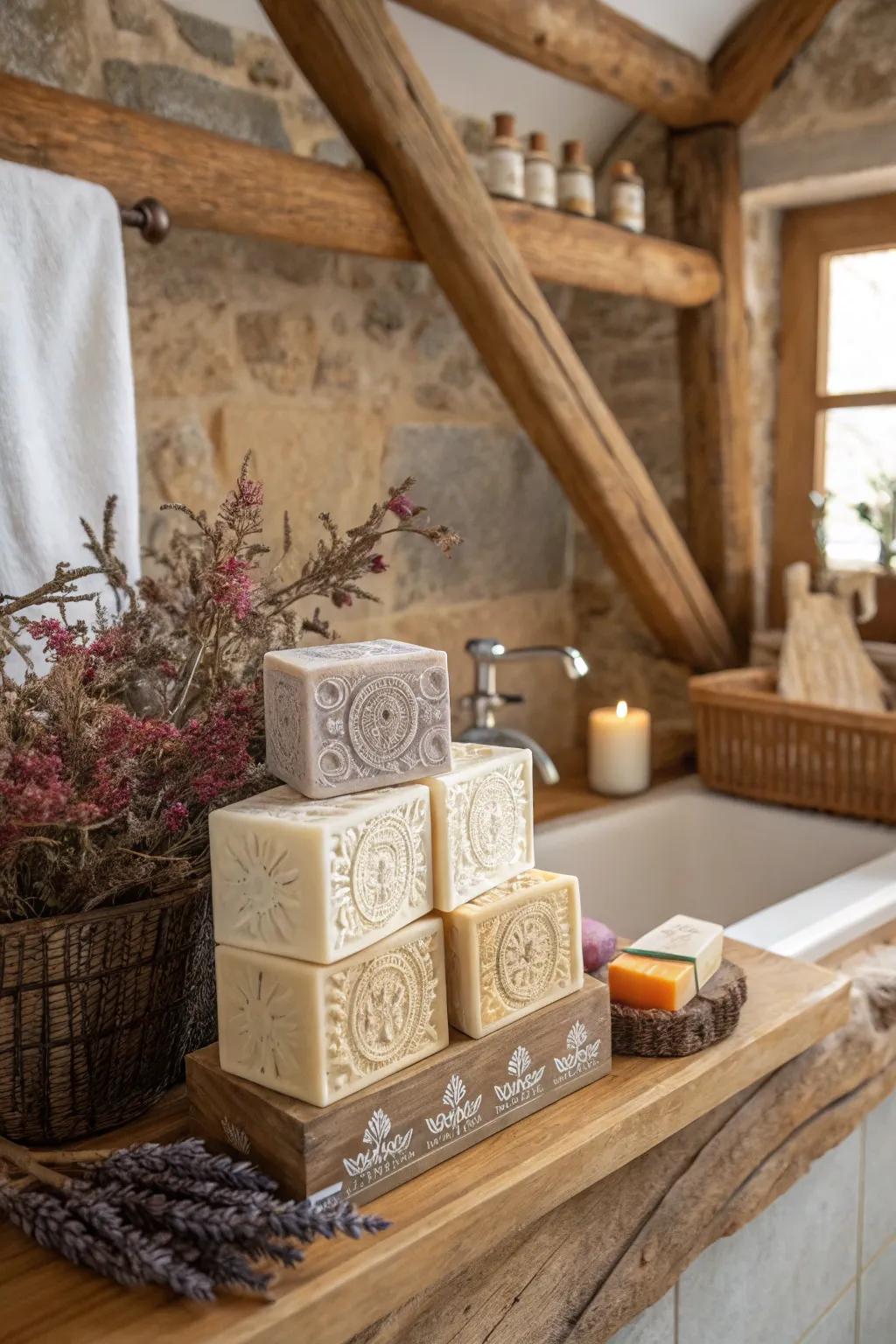 Handmade soap bars that offer a hint of opulence and care.