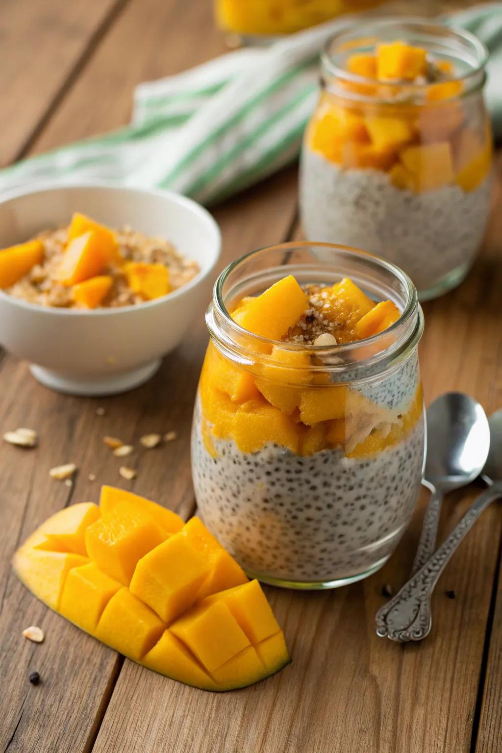 Mango chia seed pudding that adds a tropical twist.