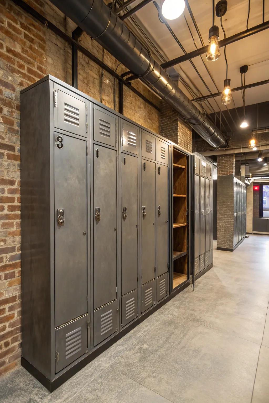 A modern touch is added to the integrated storage units.