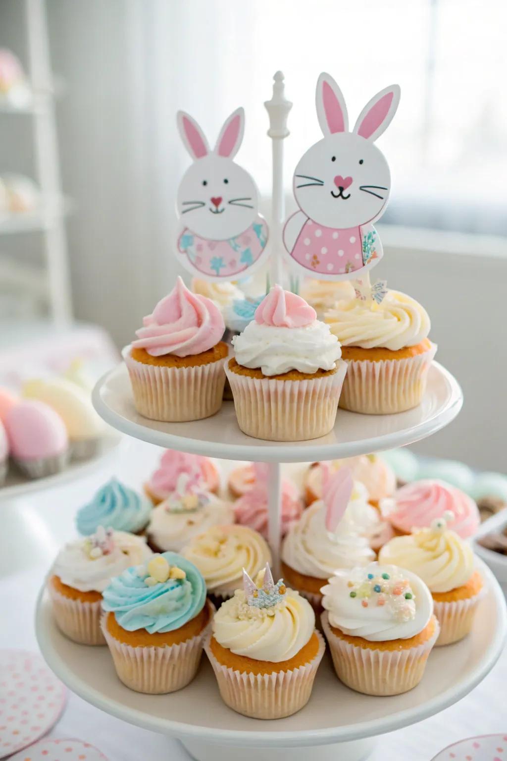 A delightful display of rabbit-concept cupcakes adds sweetness to the event.