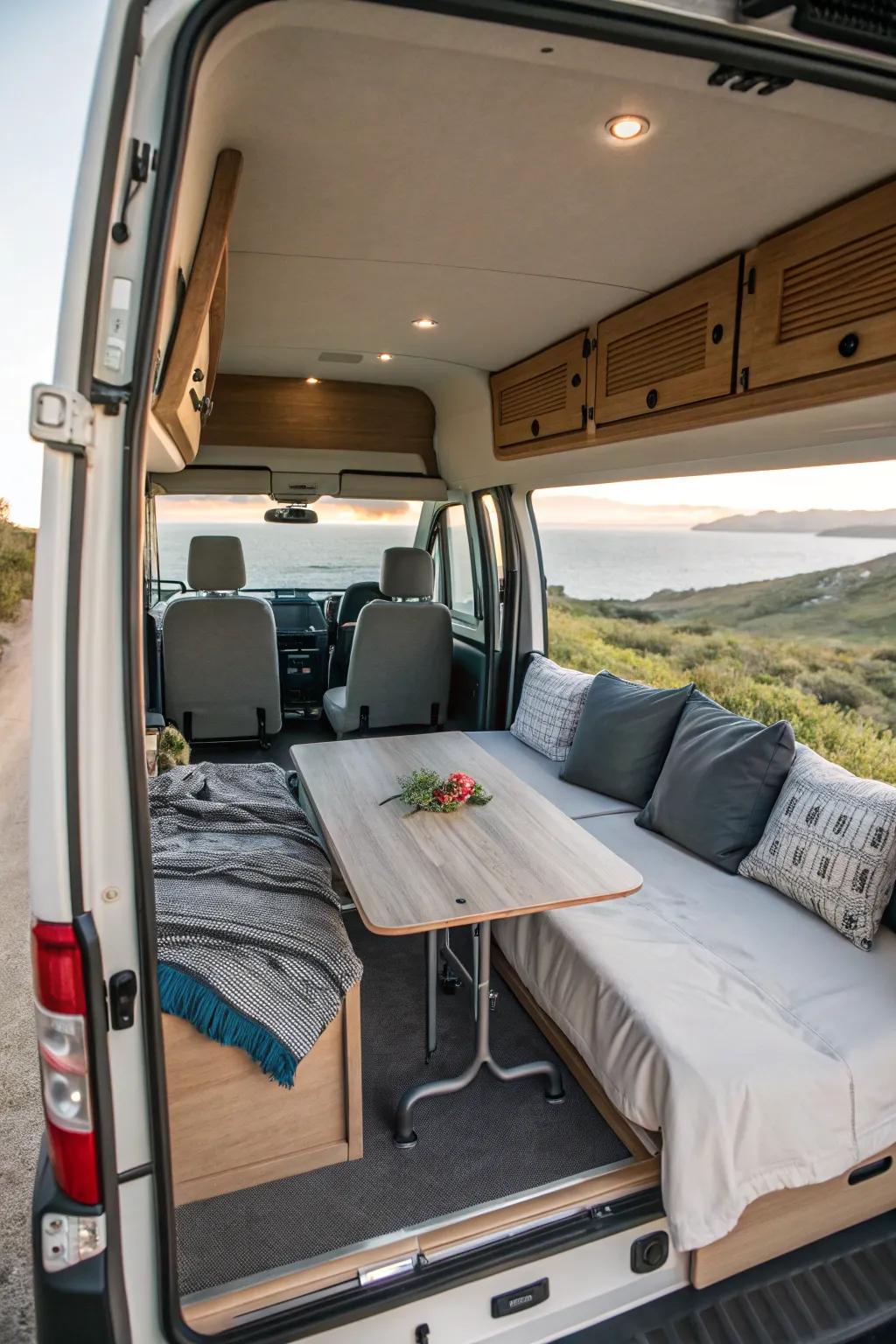Table beds offer dual functionality, seamlessly transitioning from dining to sleeping.