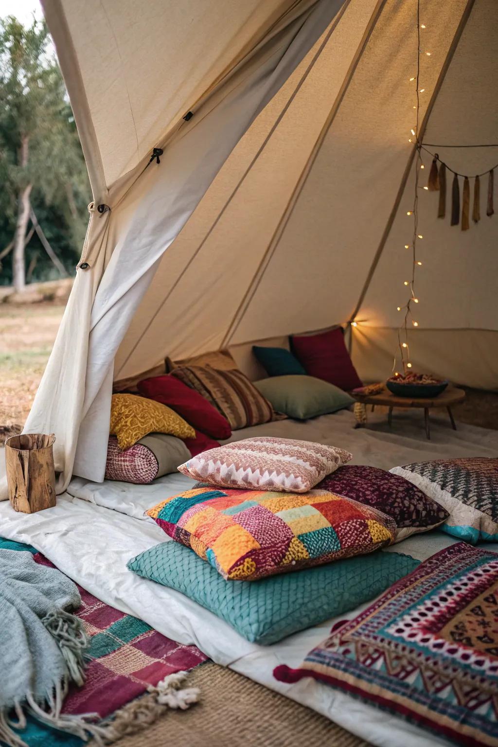 Add a flash of color to your tent with vivid accents.