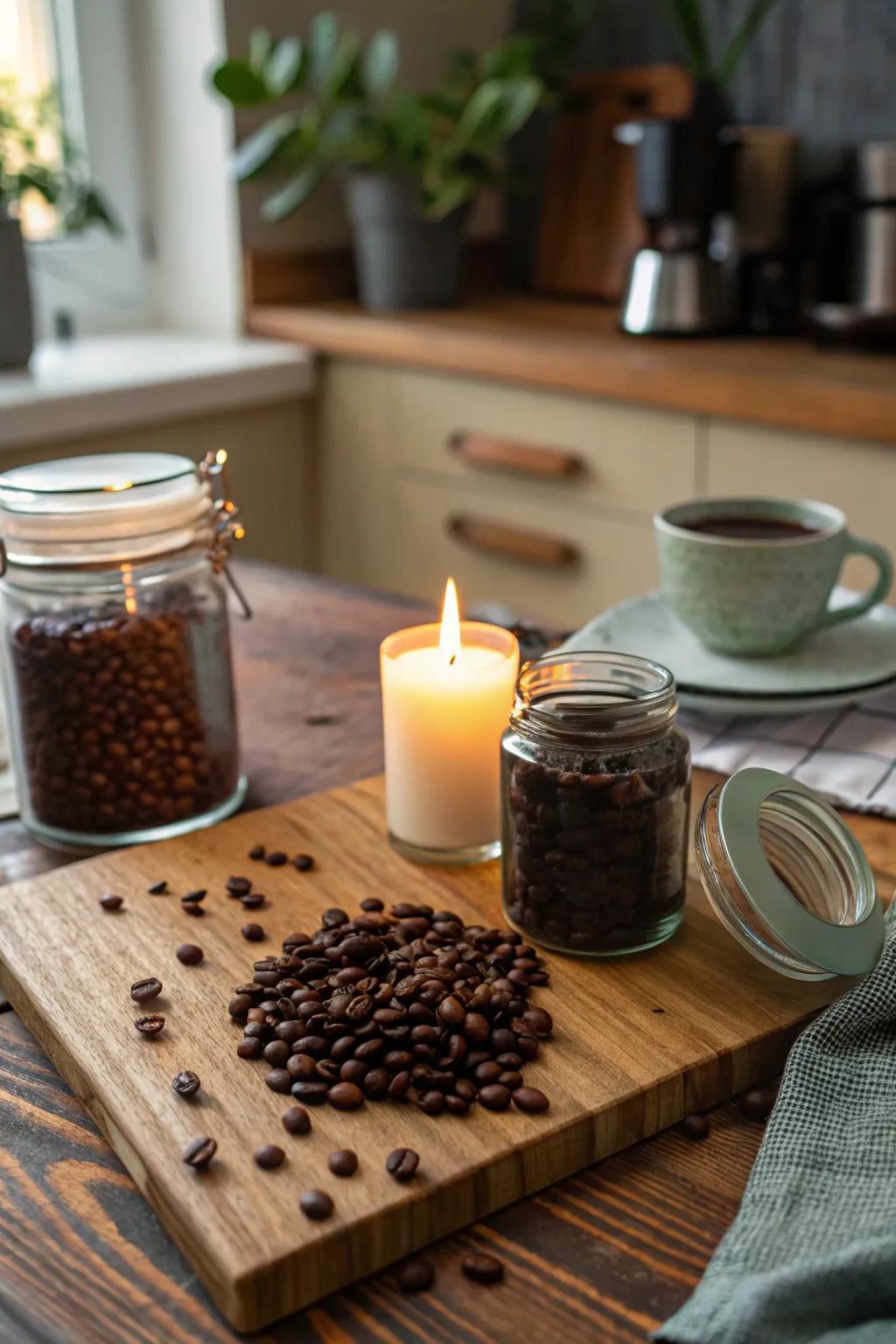 Rich aroma through roasted seed light holders.