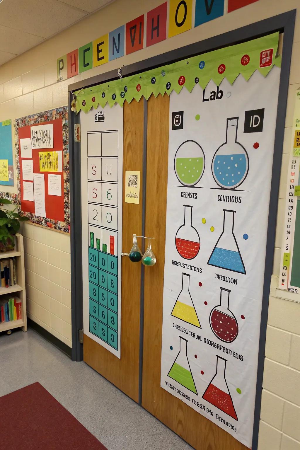 Plunge into knowledge via a scientific-styled door.