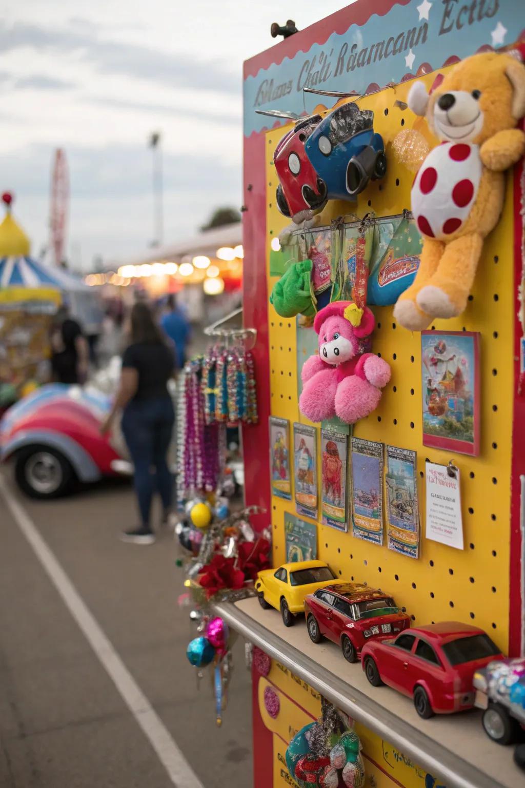 Fair prizes make an inviting and playful atmosphere on the display panel.