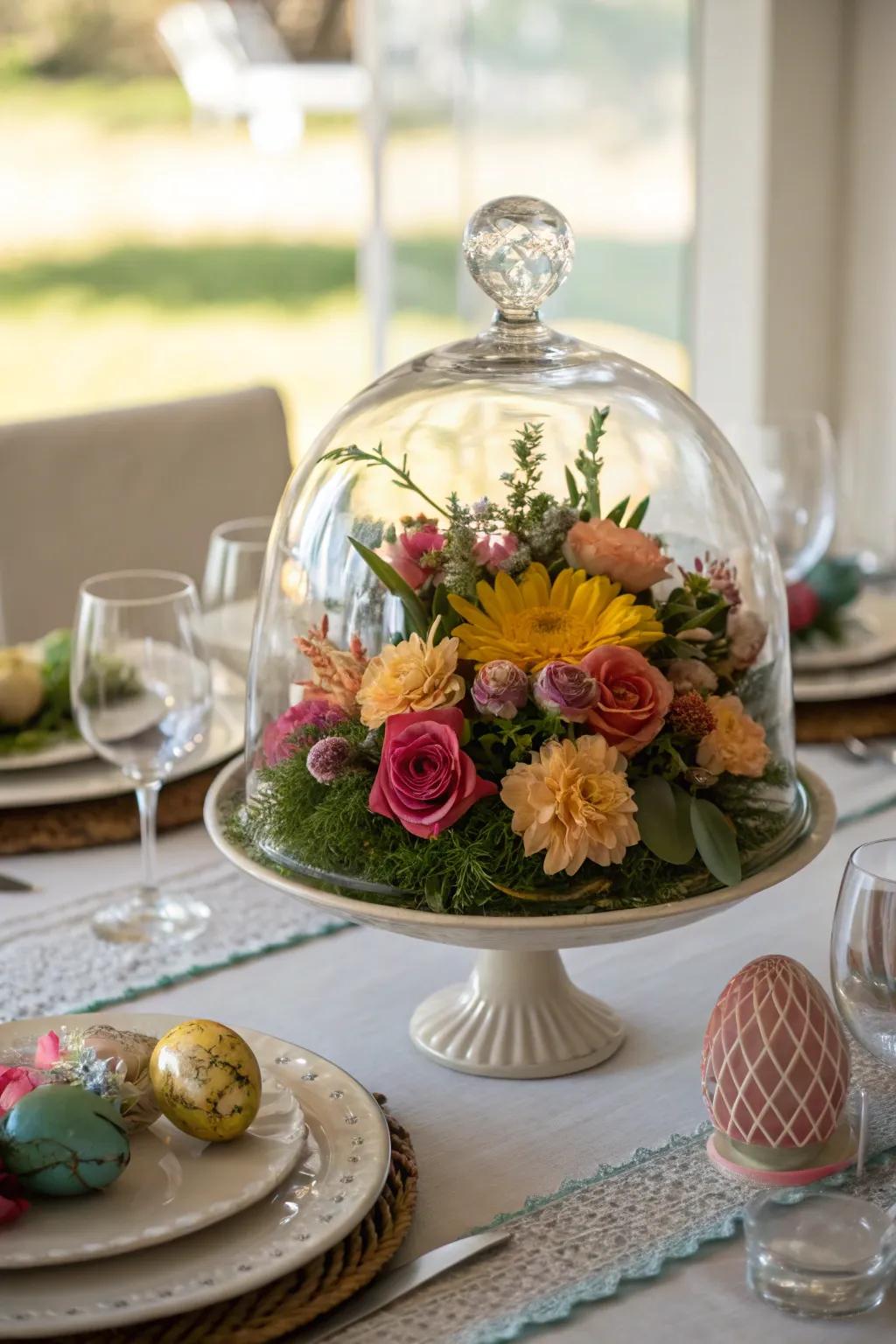 Extravagant elegance displaying a see-through dome centerpiece foundation.