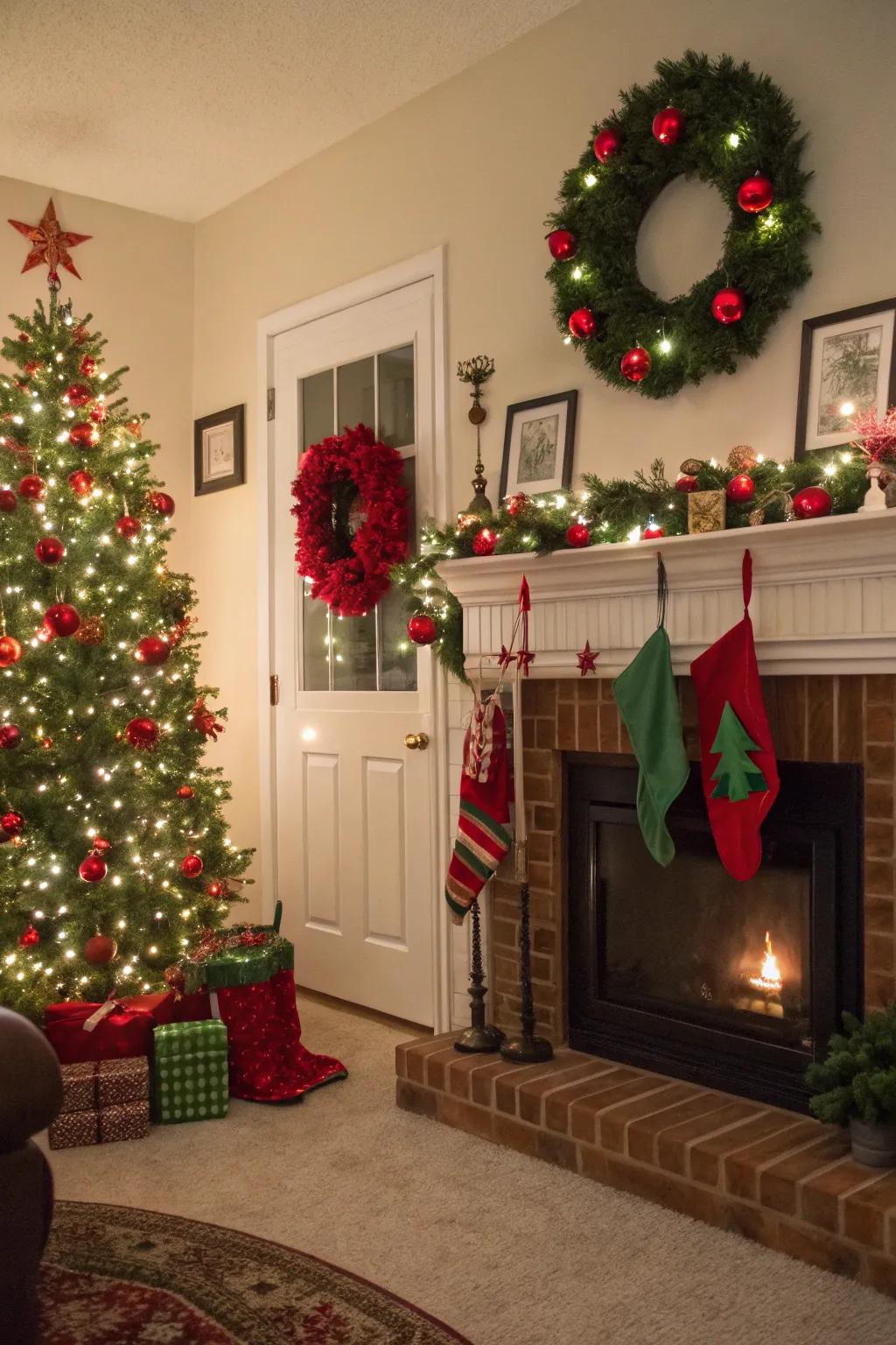 Traditional scarlet and verdant ornamentation for a nostalgic nuance.