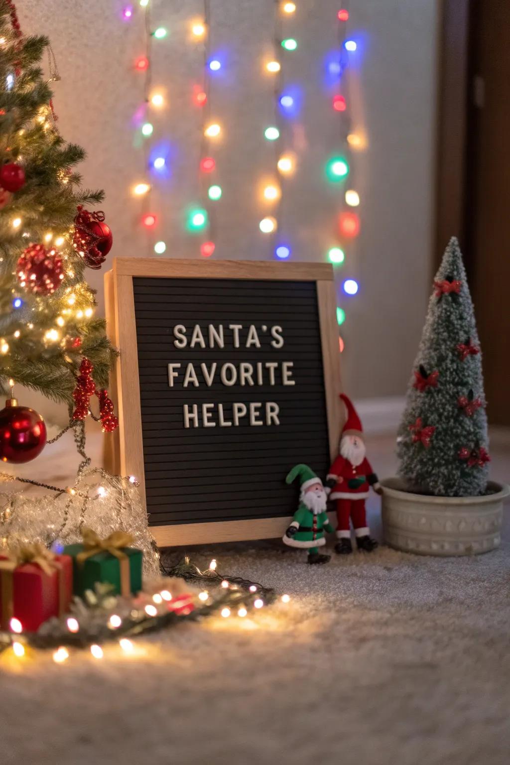 A board celebrating the enchantment of Father Christmas's helpers.