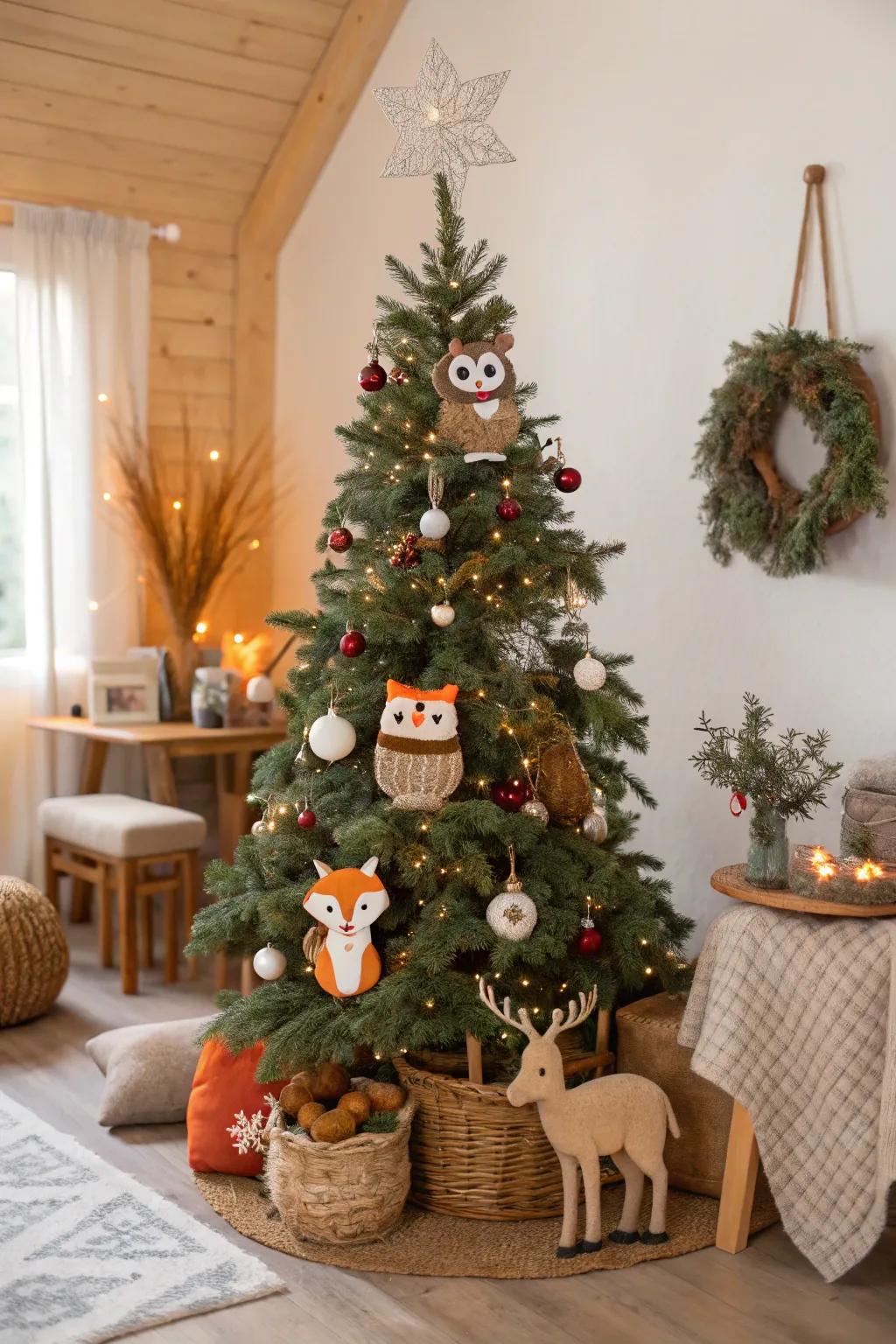 Forest fauna bestow playful charm to your Christmas tree.