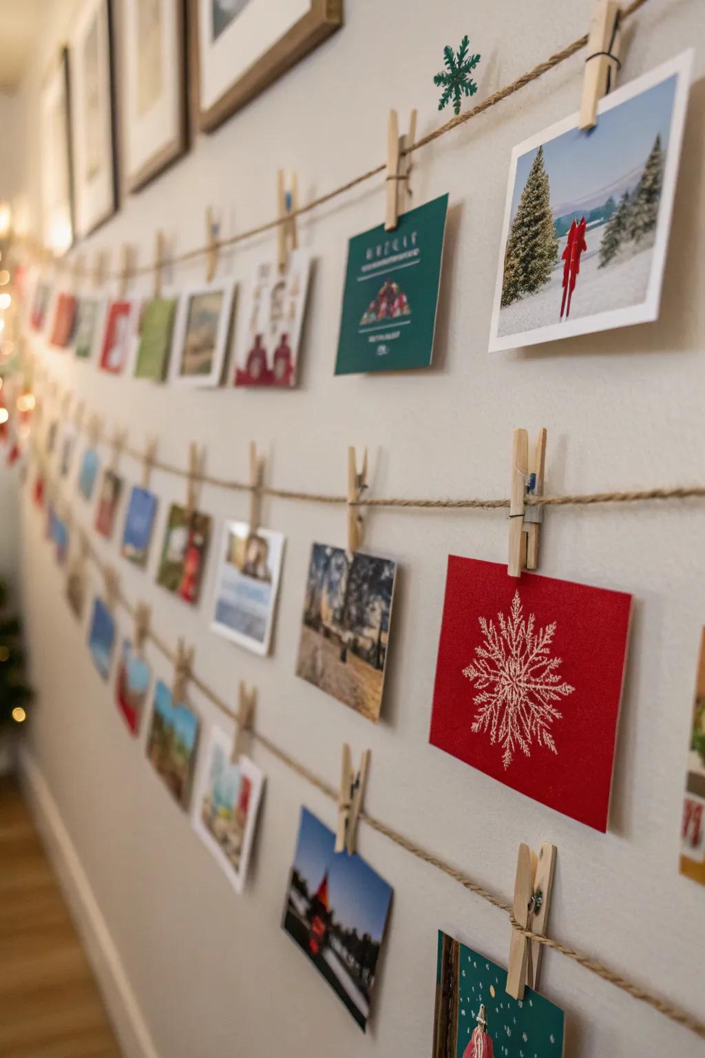 A heartfelt display of holiday cards disseminating the season’s joy.