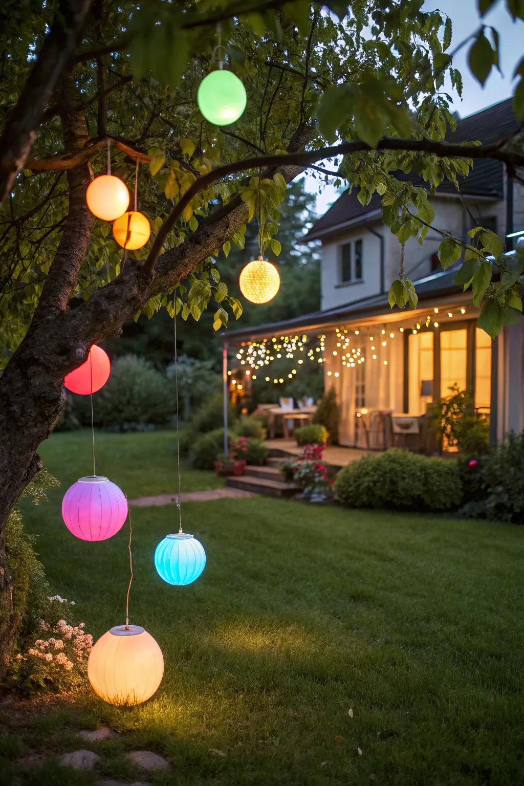 Light spheres bring a whimsical and modern flair.
