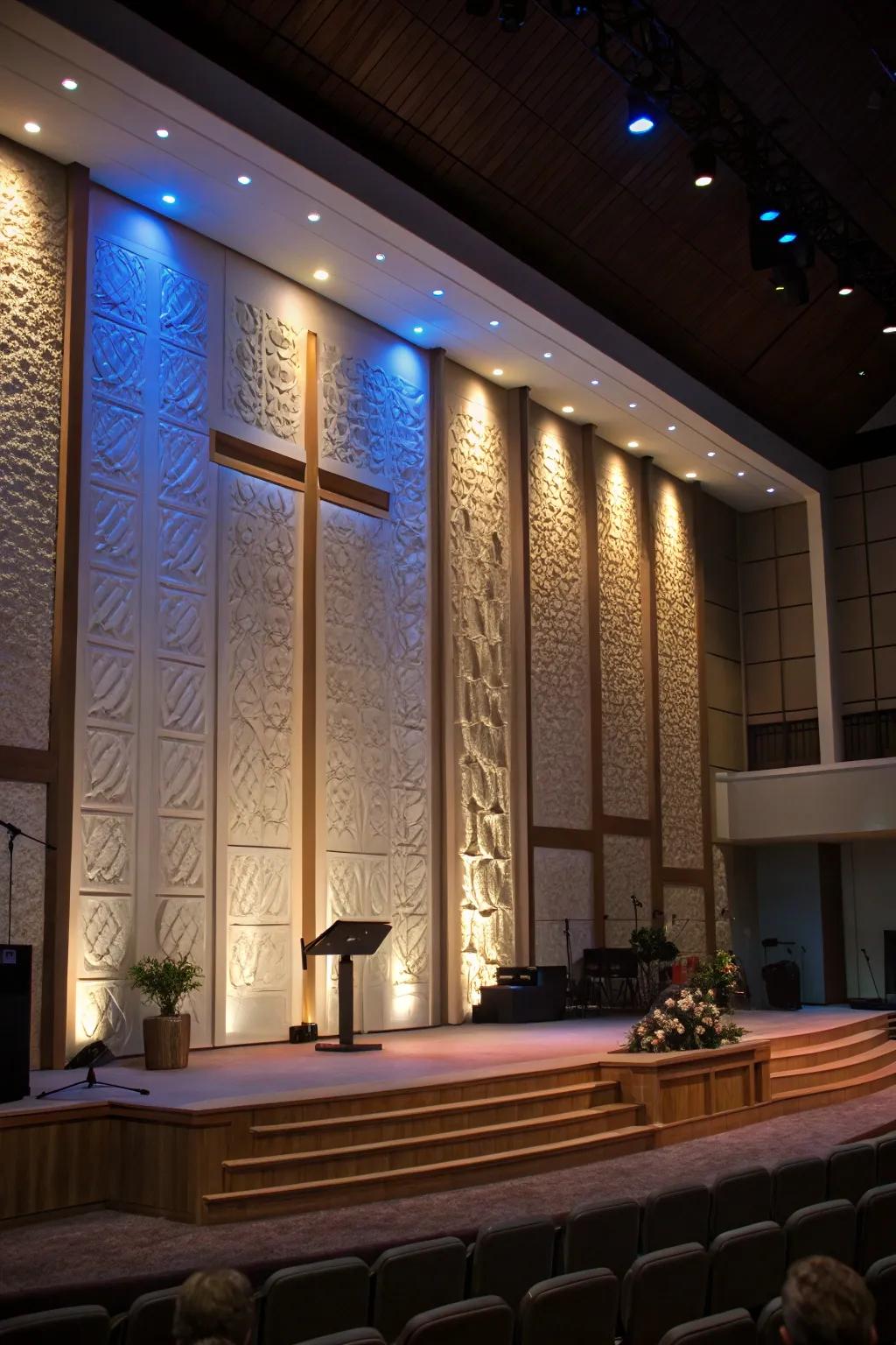 Textured paneling can contribute depth and intrigue to your platform.