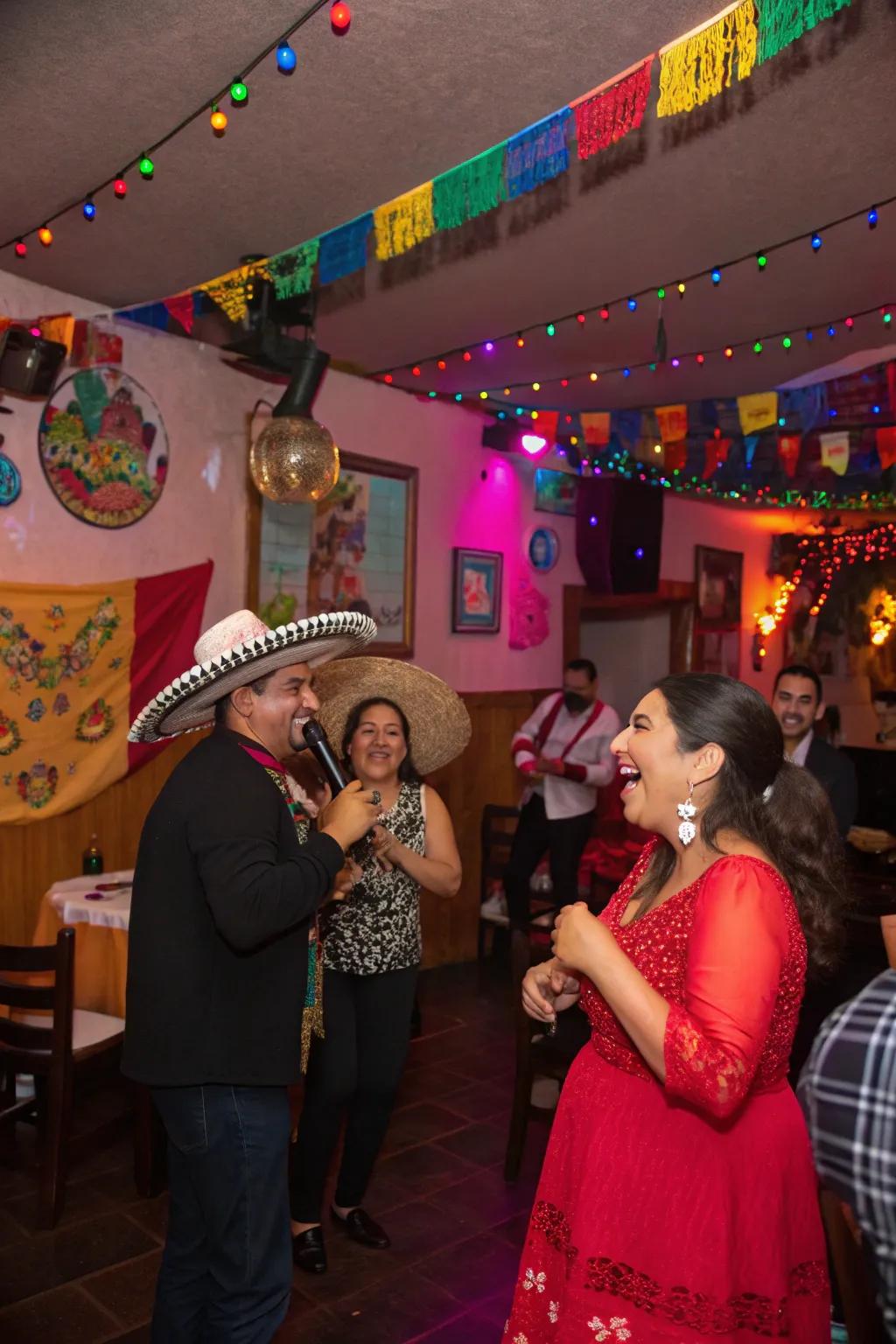 Attendees relishing a lively party with a curated Mexican musical selection.