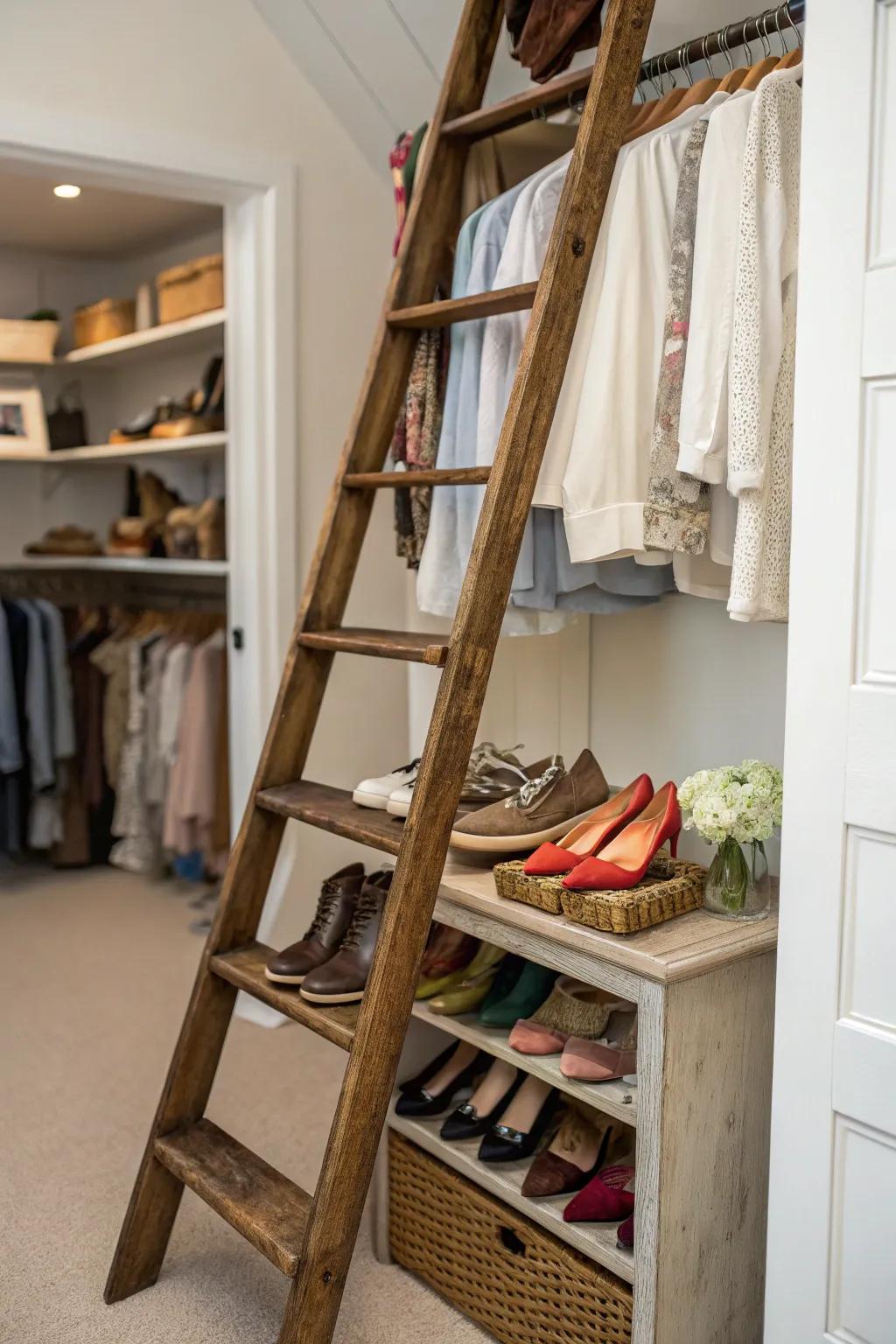 Add eclectic charm by using an old ladder display.