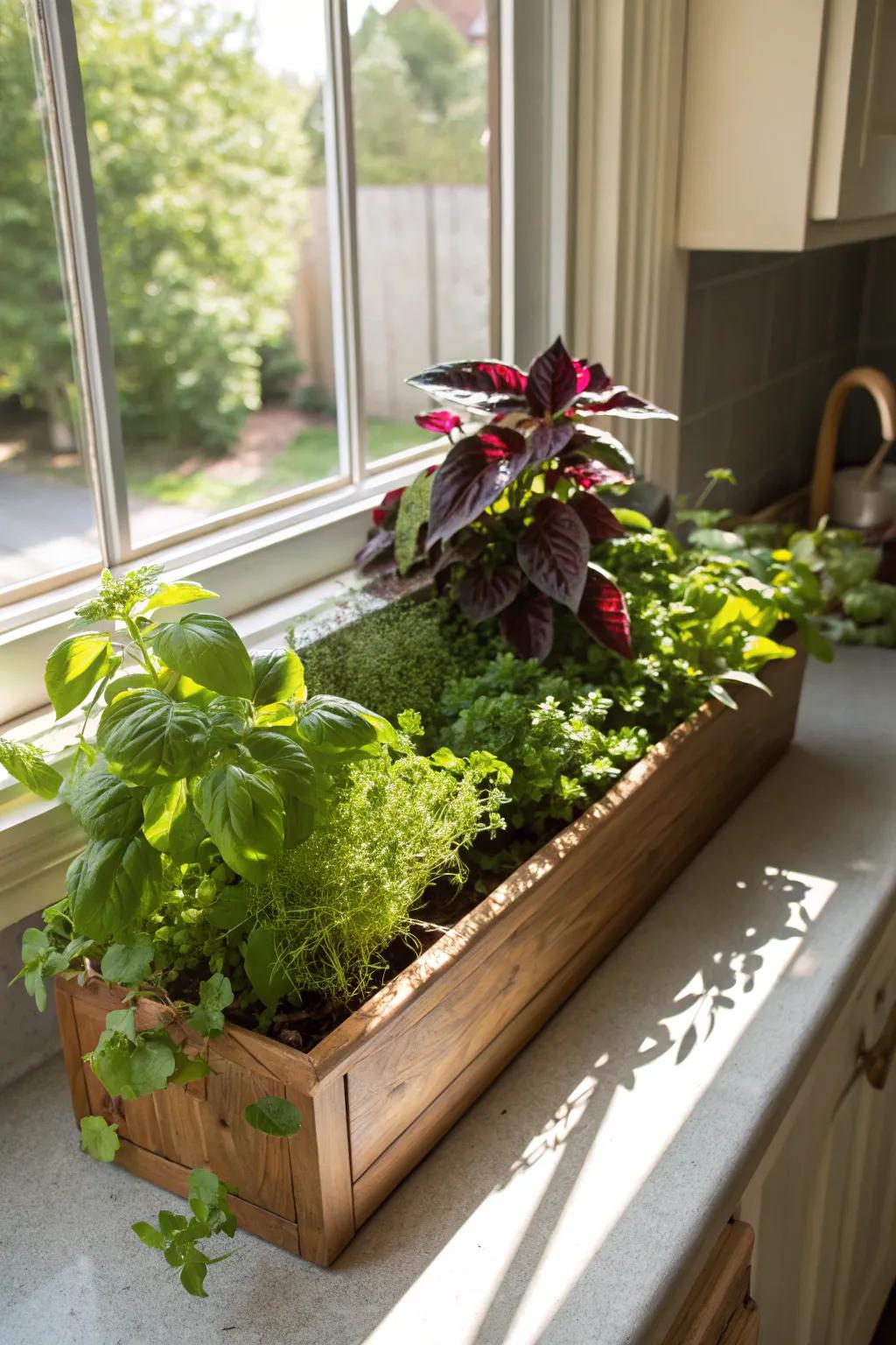 'Spectrum Leaf' plants and herbs merge beauty and practicality within window boxes.