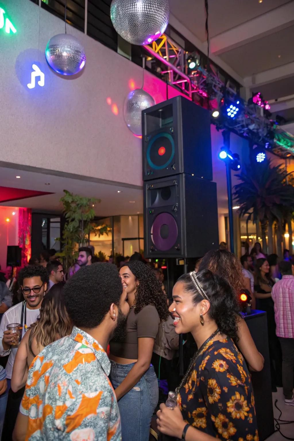A curated audio selection creating the perfect party ambiance.