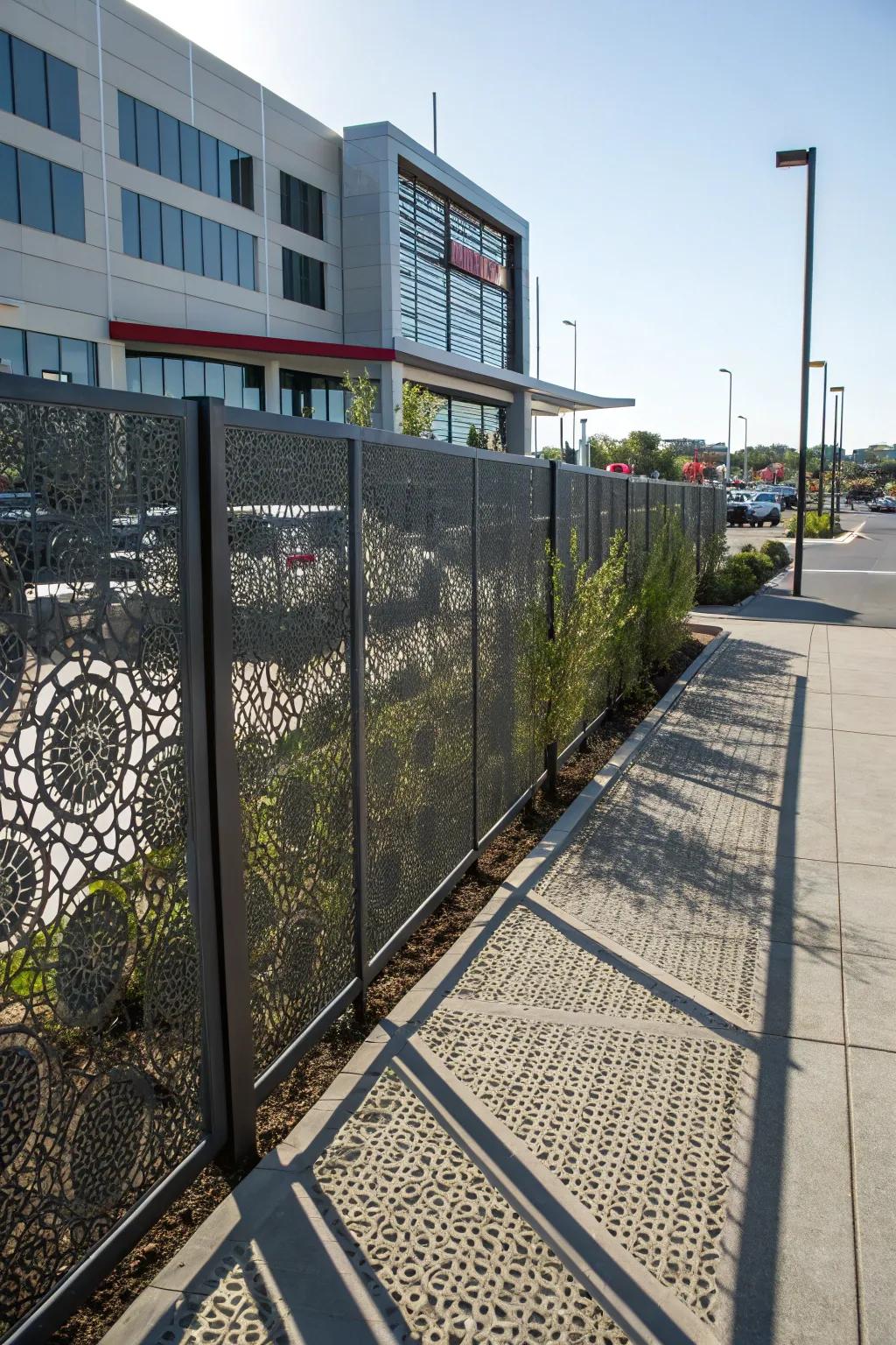 Holed iron segments offer privacy with a modern twist.