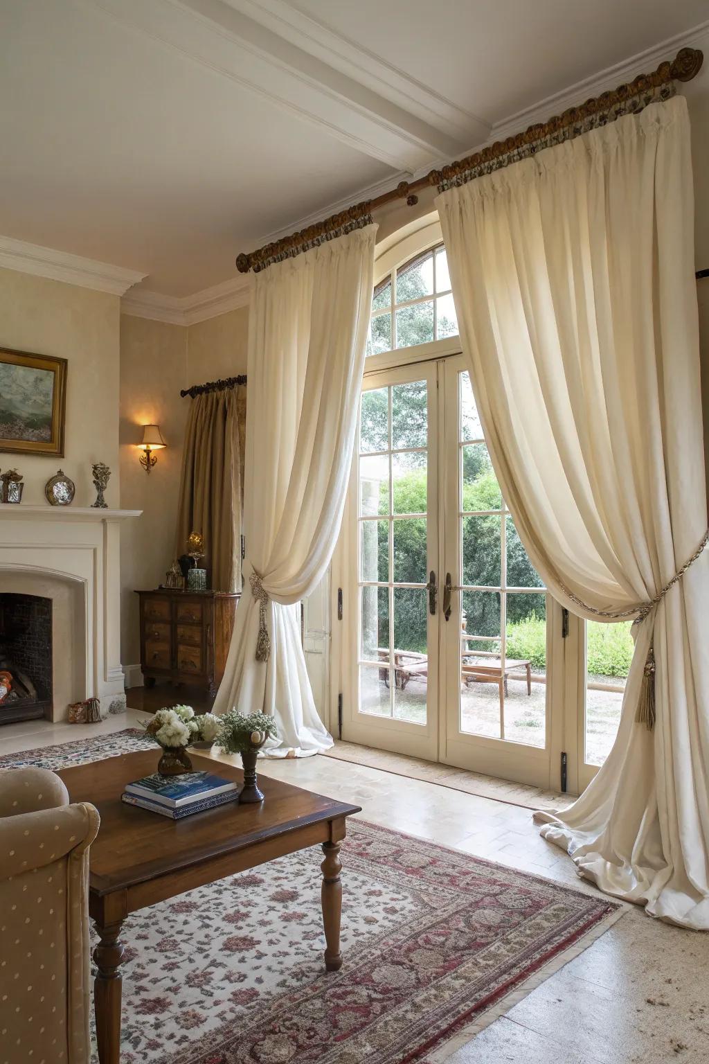 Touches of luxury fabrics like silk add sophistication to country design.