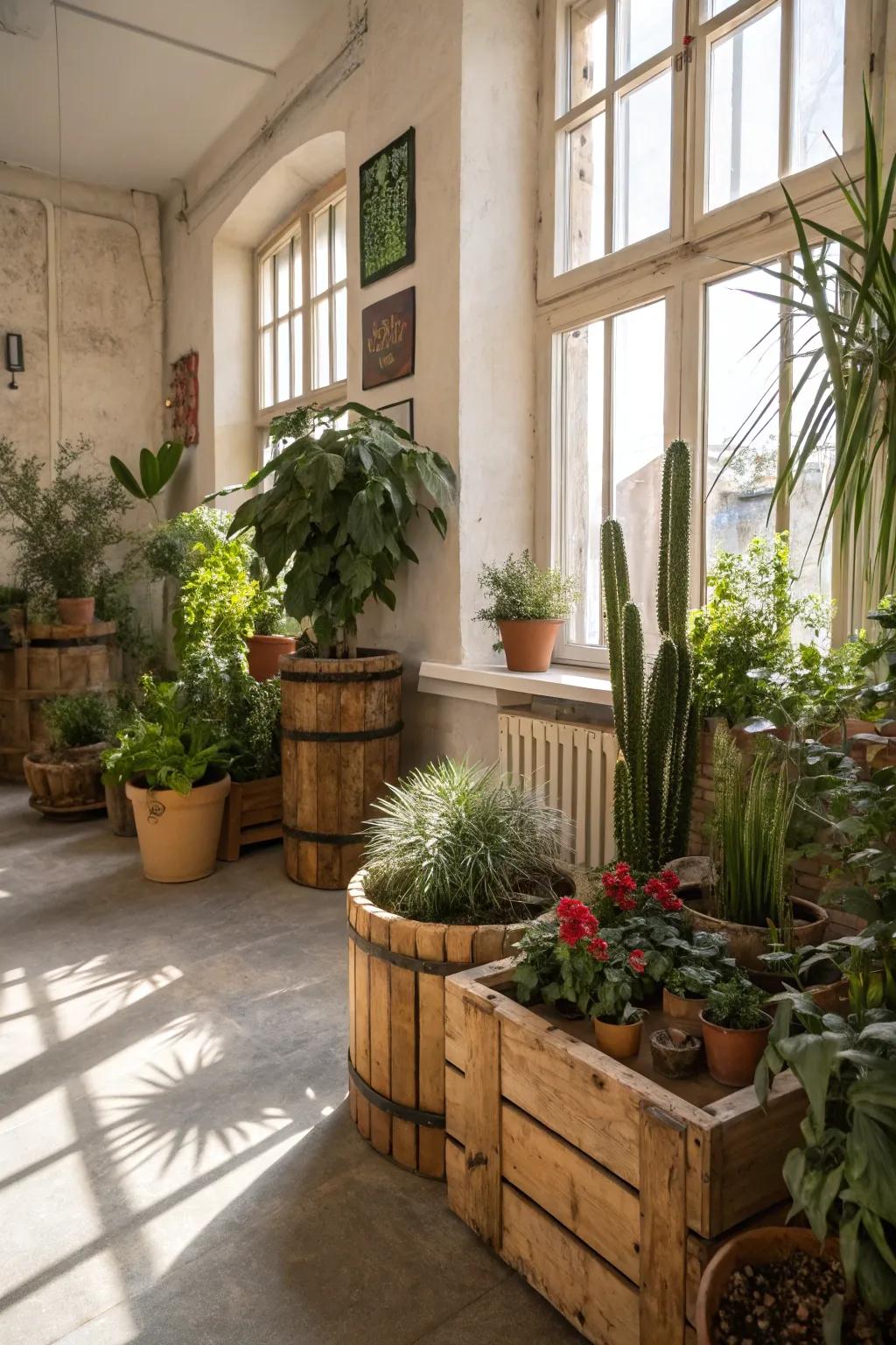 Outdoor accents inside create a refreshing atmosphere.