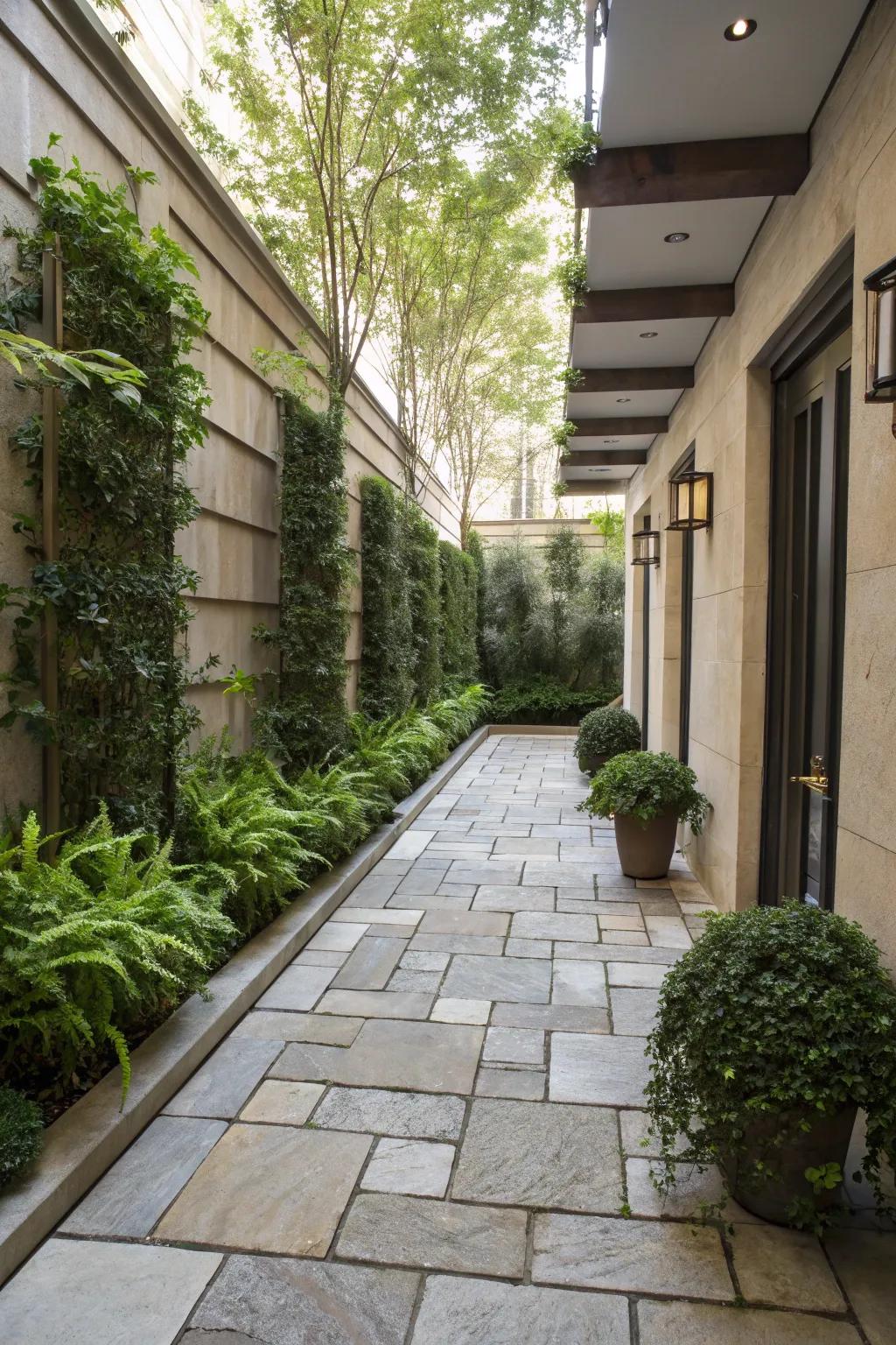Incorporate vertical planting to add privacy and greenery to your courtyard.