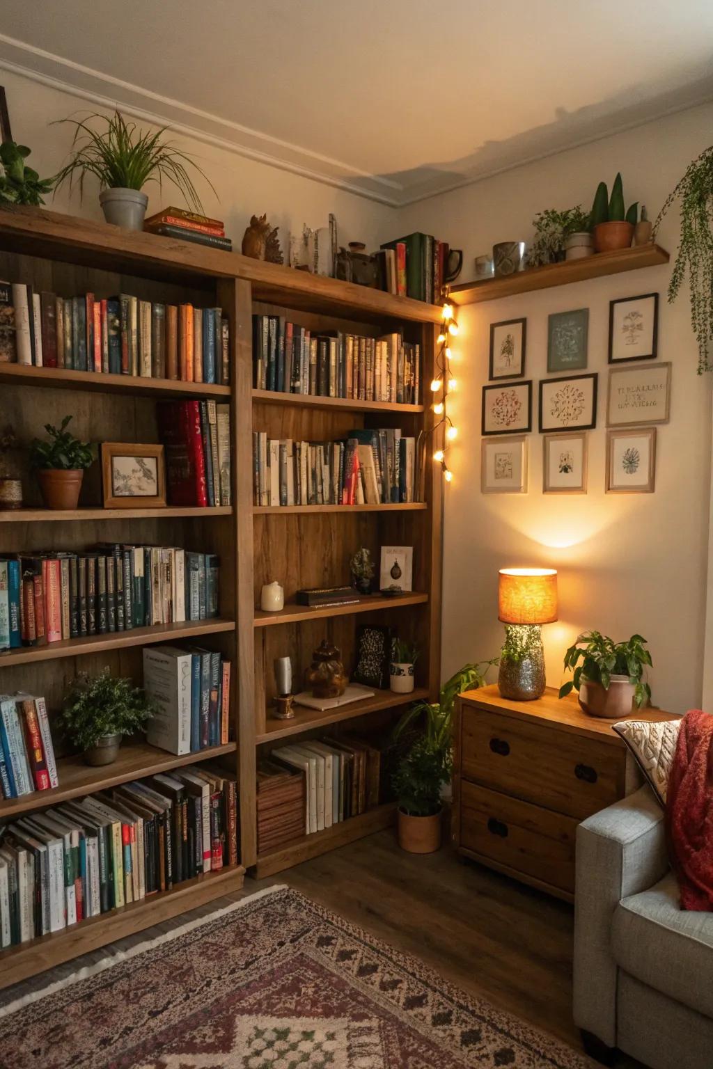 Edgewise bookshelves make the most of every inch of space.