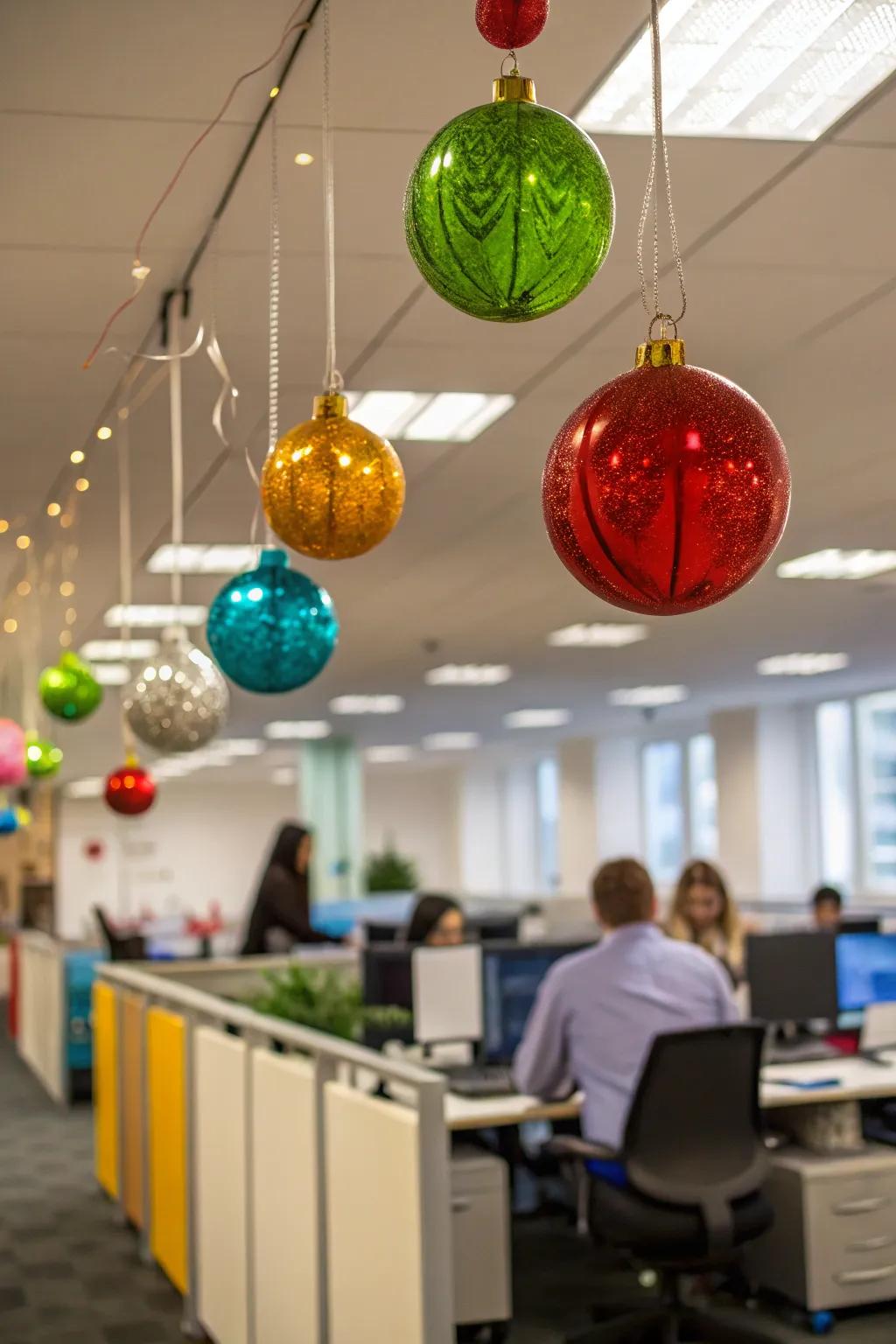 Dangling ornaments fashion a levitating celebratory ambiance.