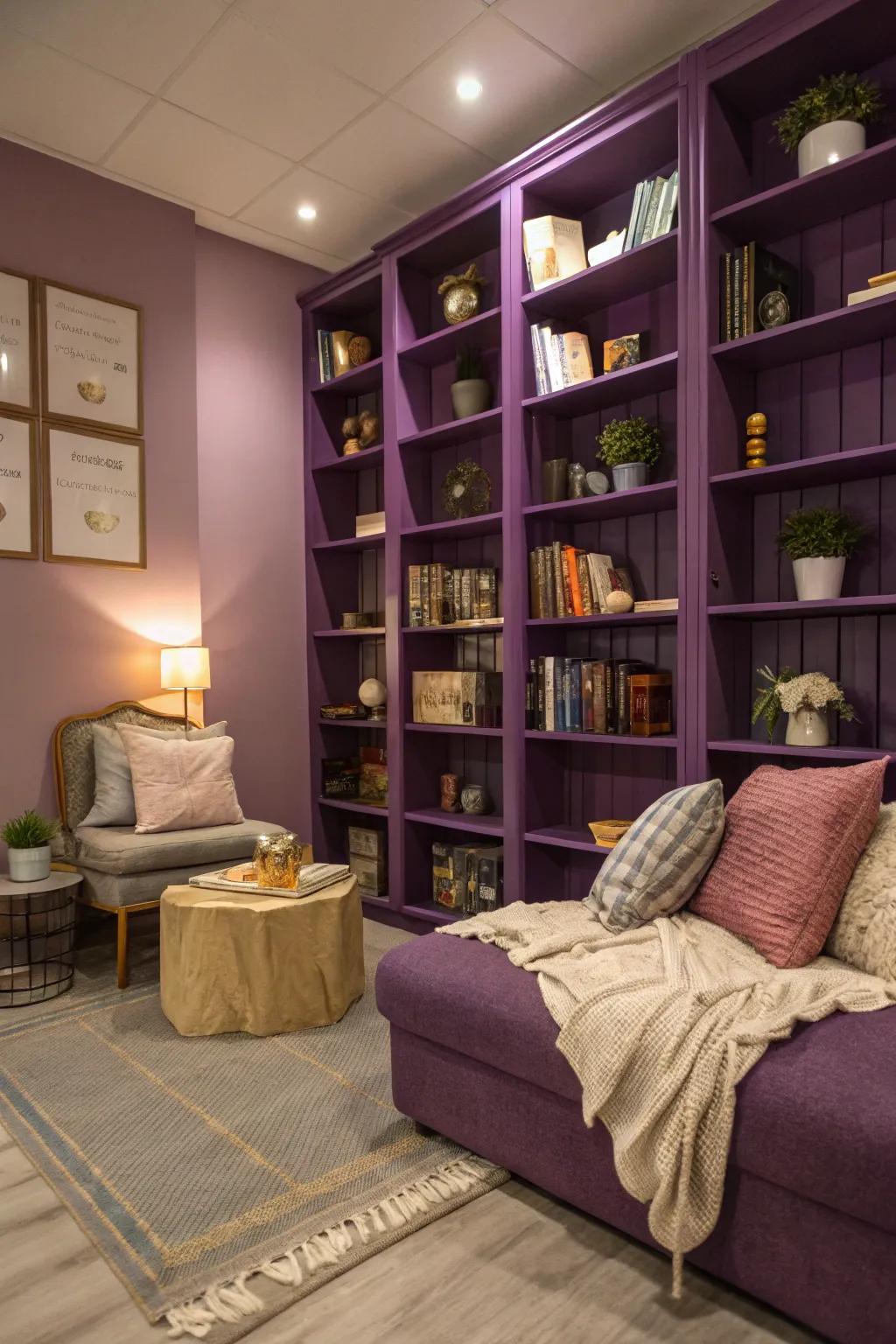 Violet display shelves showcasing style and function.
