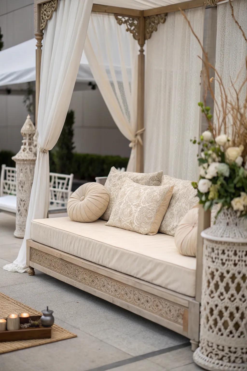 The utilization of a one-tone plan amplifies the air of sophistication that envelops the daybed ornamentation.