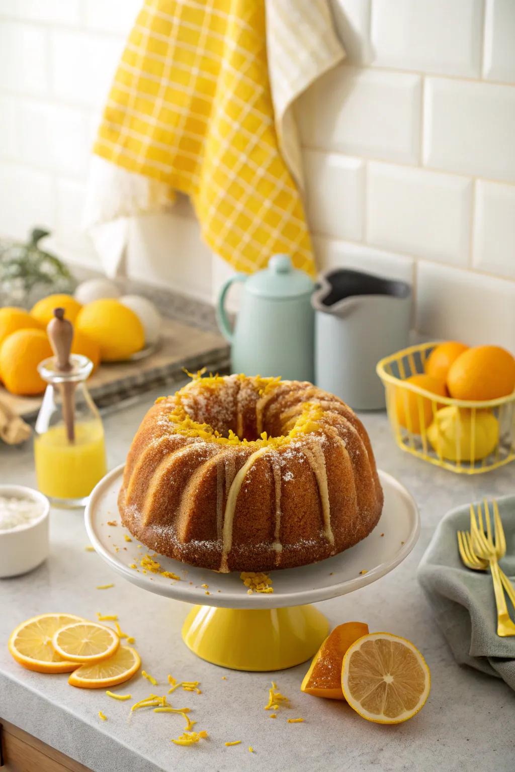 A ring cake featuring a garden-fresh citrus zest top.