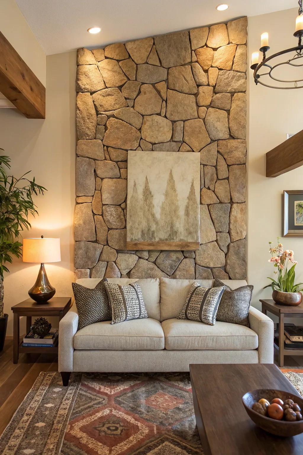 Express your ingenuity through a stunning stone partition art piece.