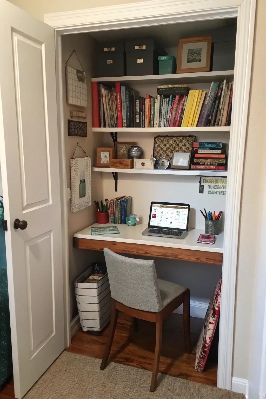 Cloffices: Small workspaces hidden behind doors.