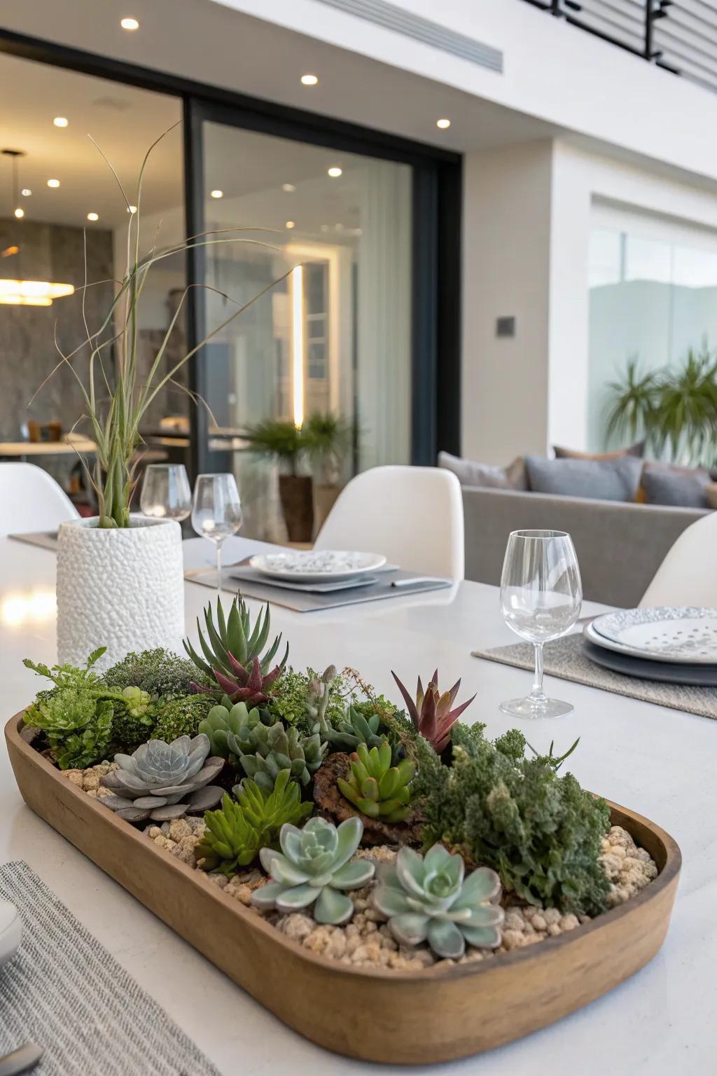 Uncomplicated style: Succulents introduce texture and color.