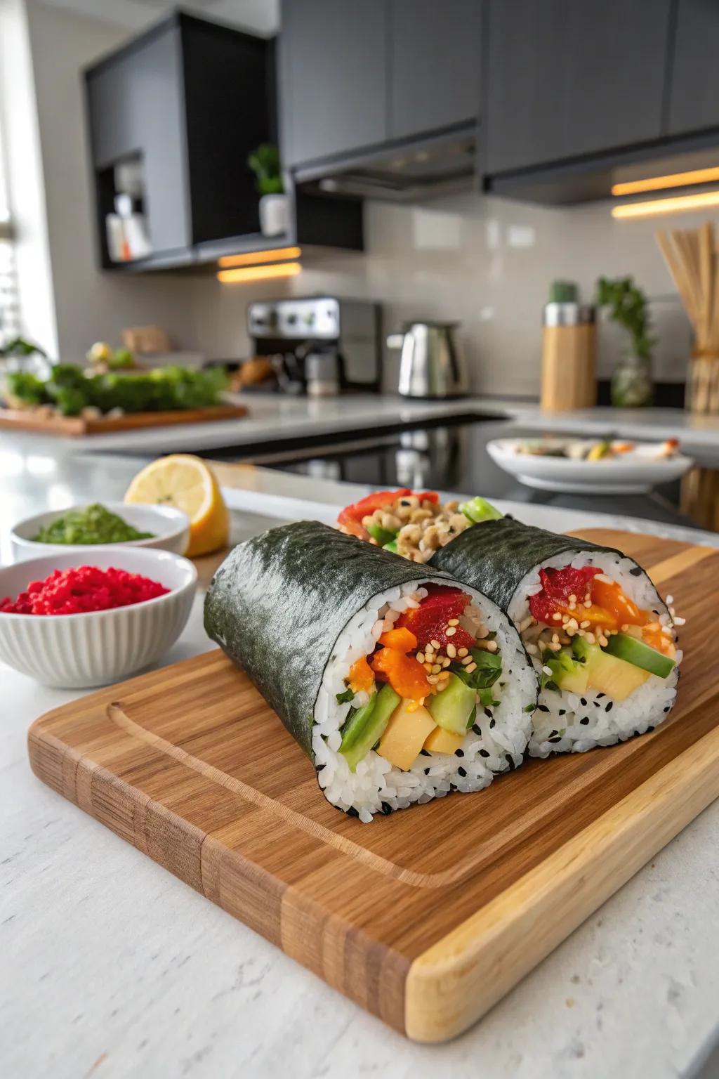 Sushi burritos bring a fashionable spin to supper.