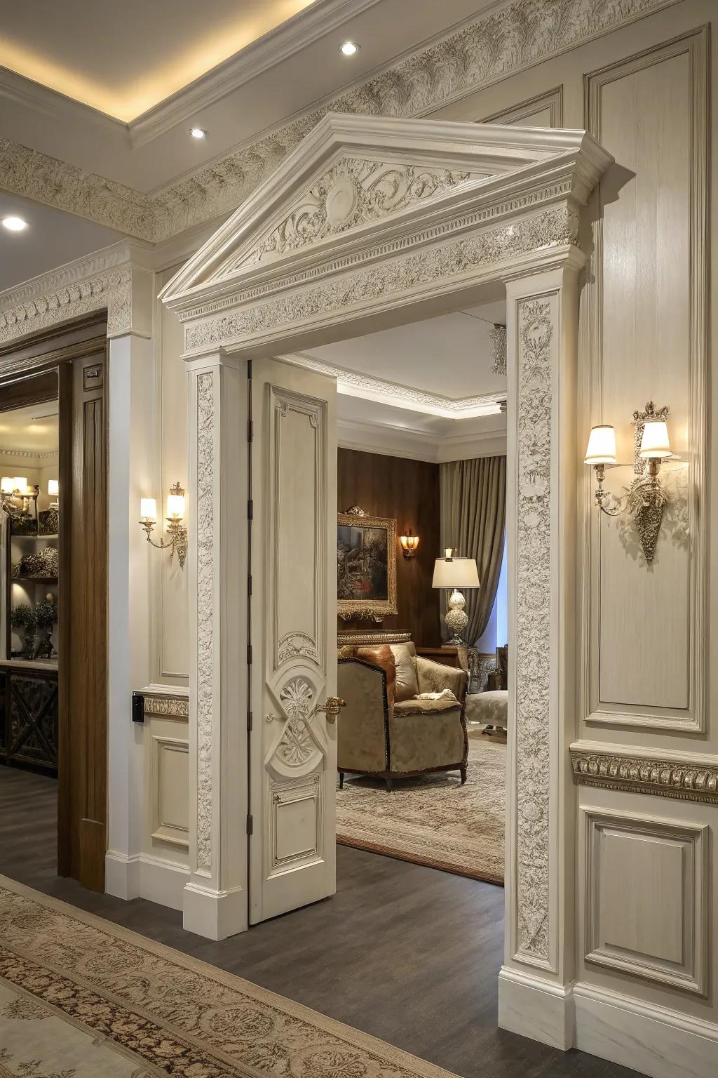 This interior is made more sophisticated and deep by the addition of layered trim types.
