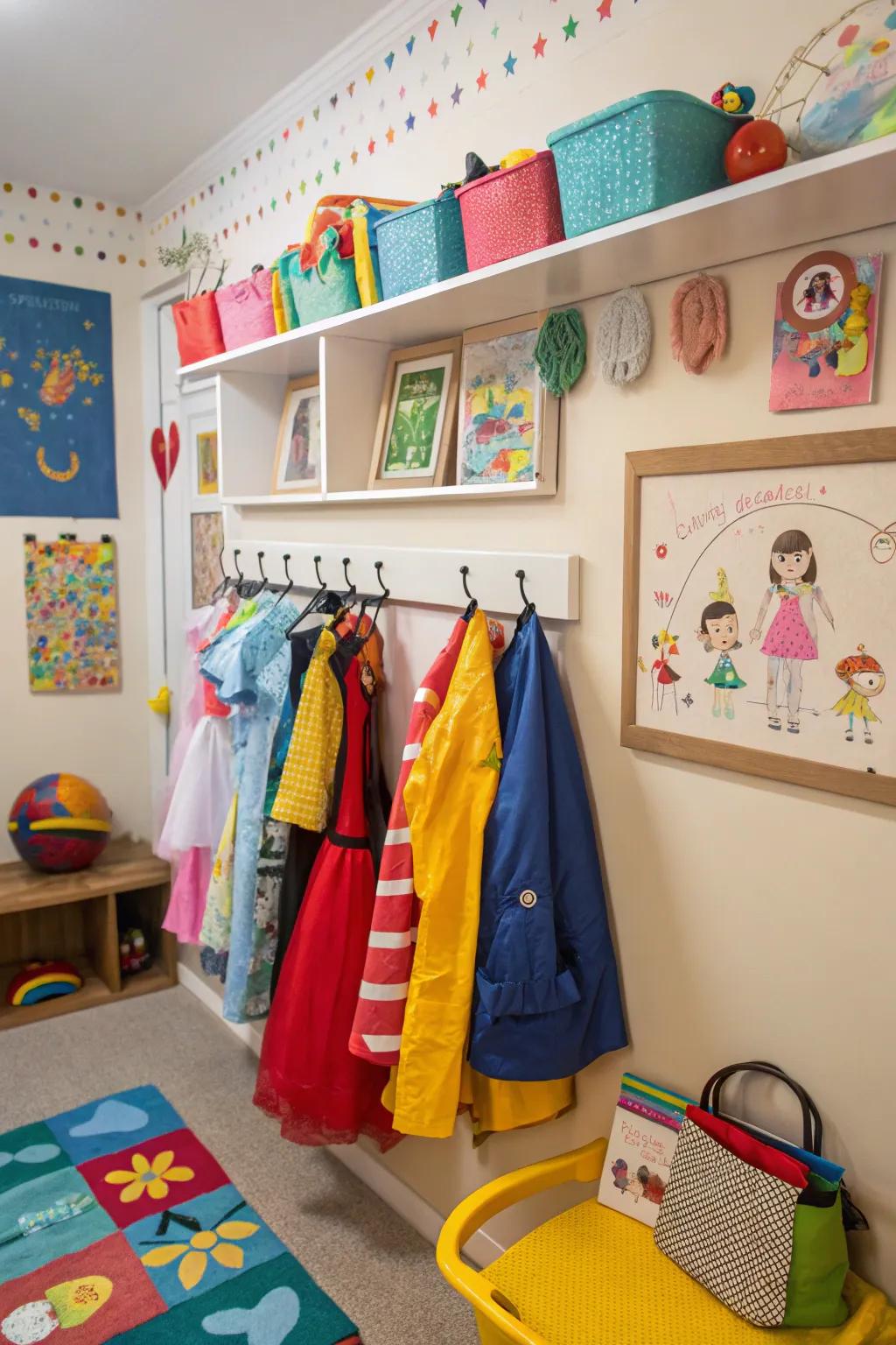 Vertical storage broadens possibilities in compact spaces.