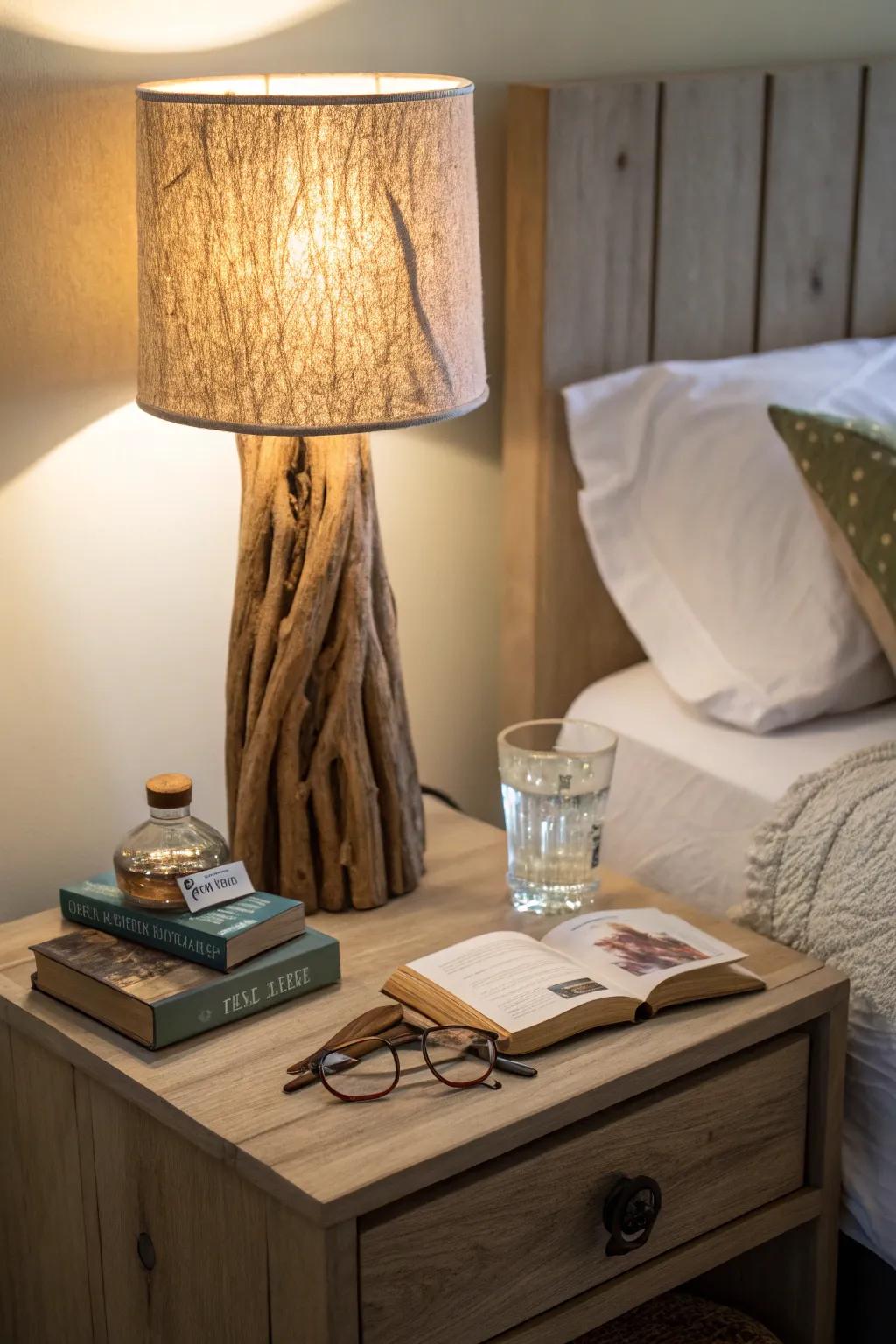 Illuminate your area with a timber lamp.