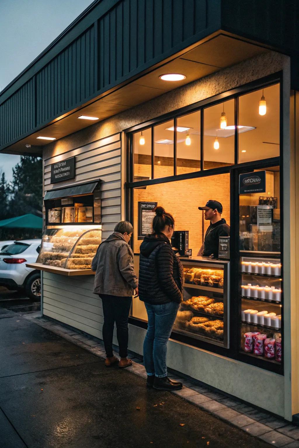 Cozy drive-thru coffee shop with a focus on comfort and vibe.