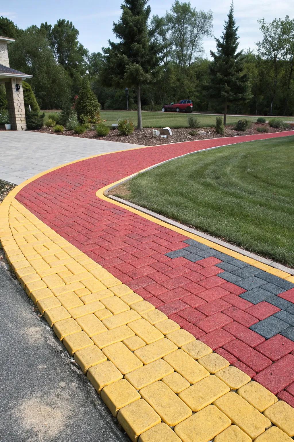 Sharp definition featuring contrasting block borders for an attention-grabbing driveway.