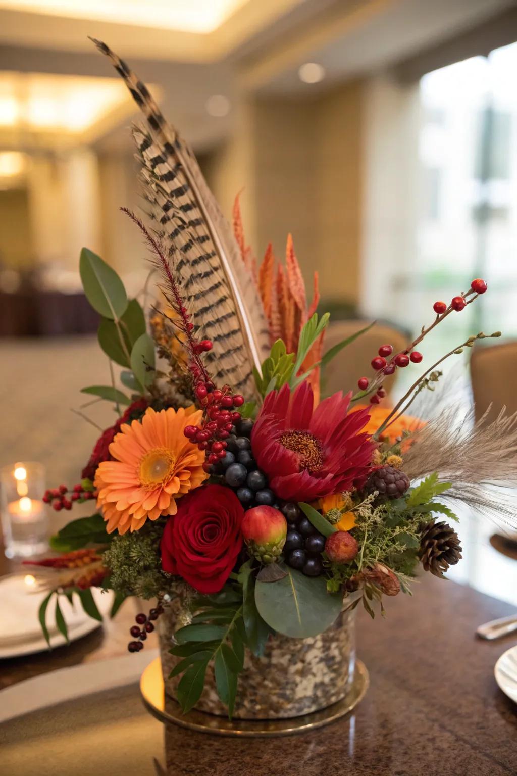 Unusual floral arrangements introducing rich textures