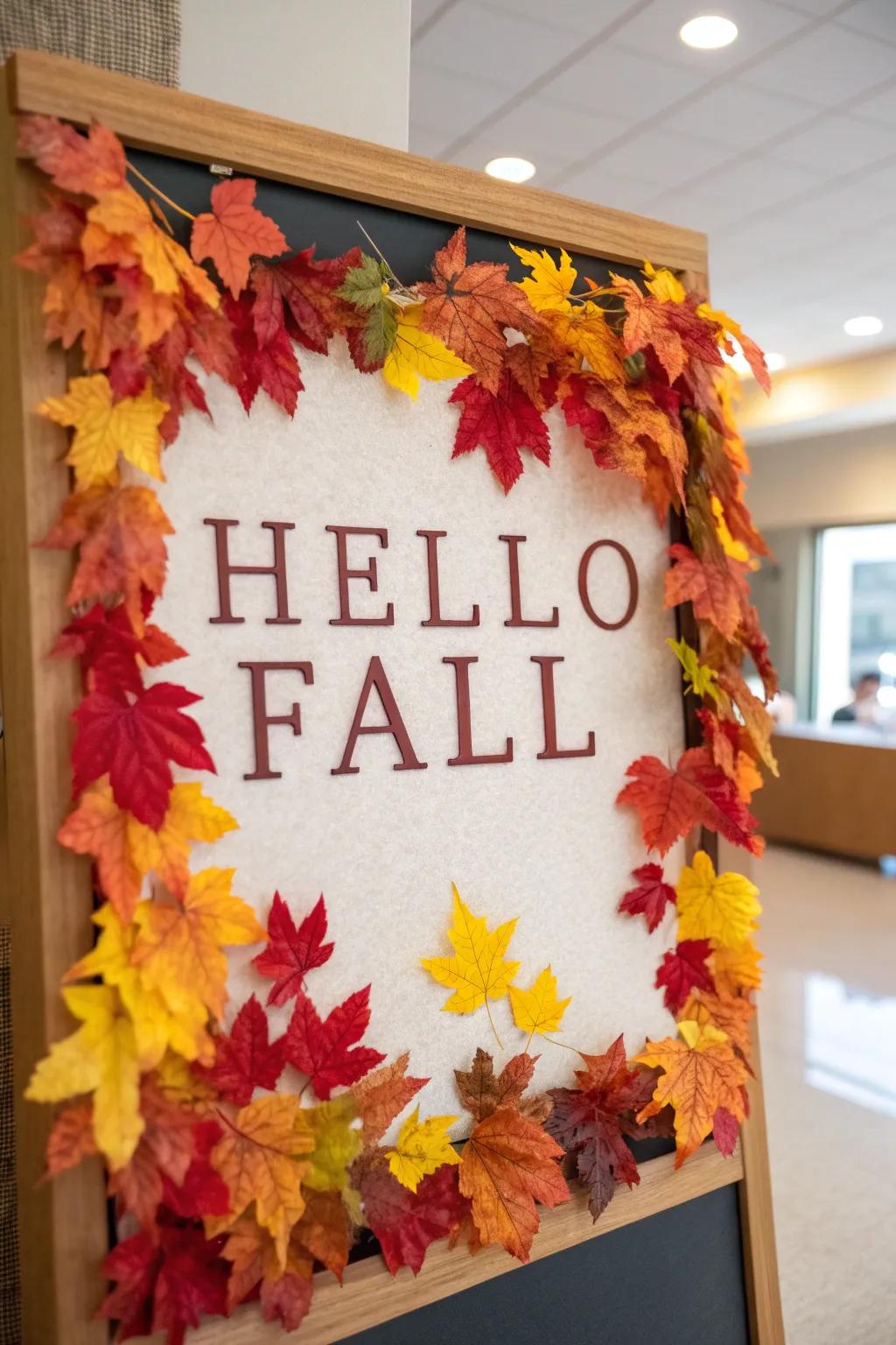 'Welcome Autumn' - an inviting display board adorned with foliage.